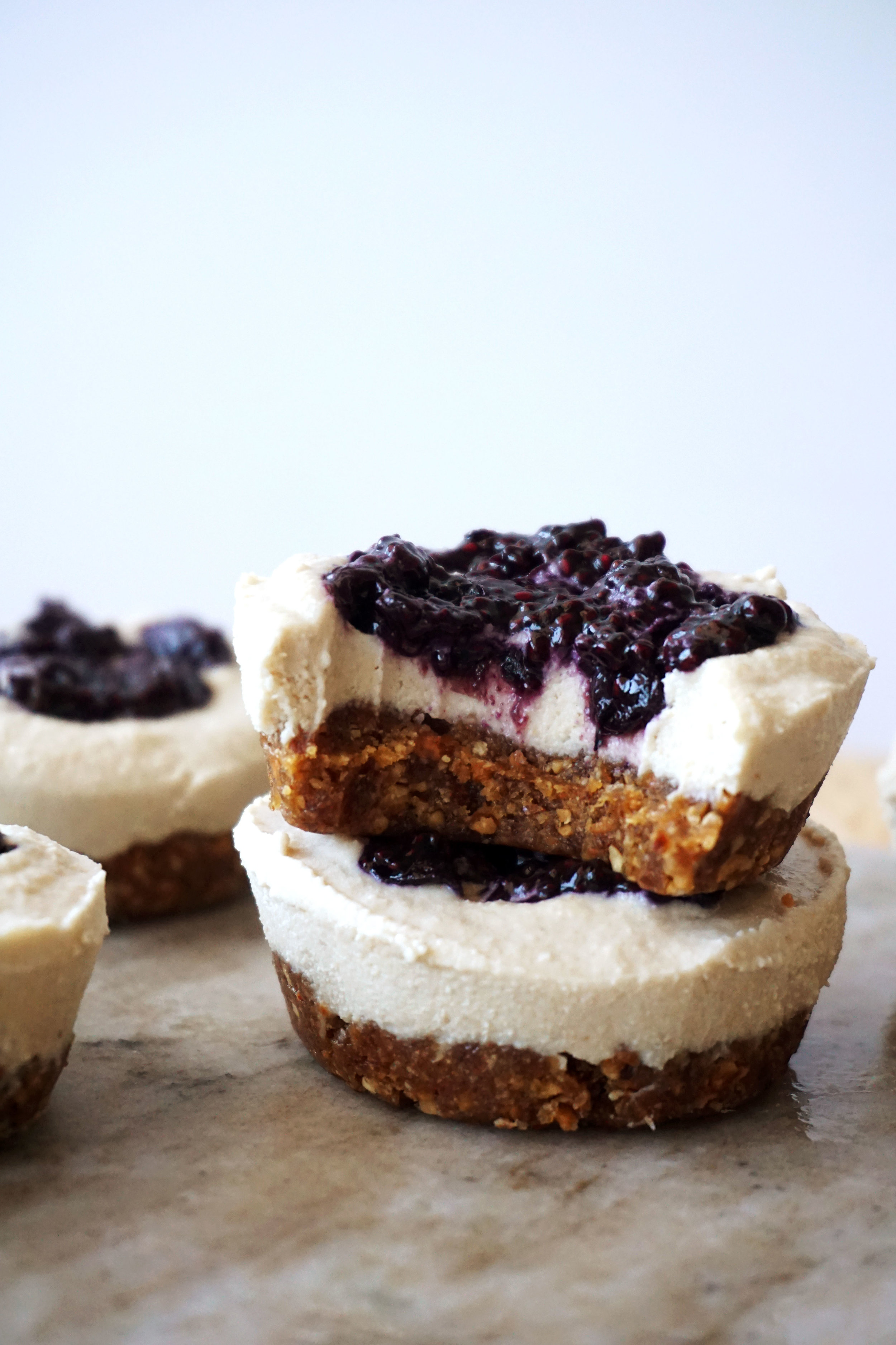 Mini Blueberry Cheesecakes (Vegan, GF)