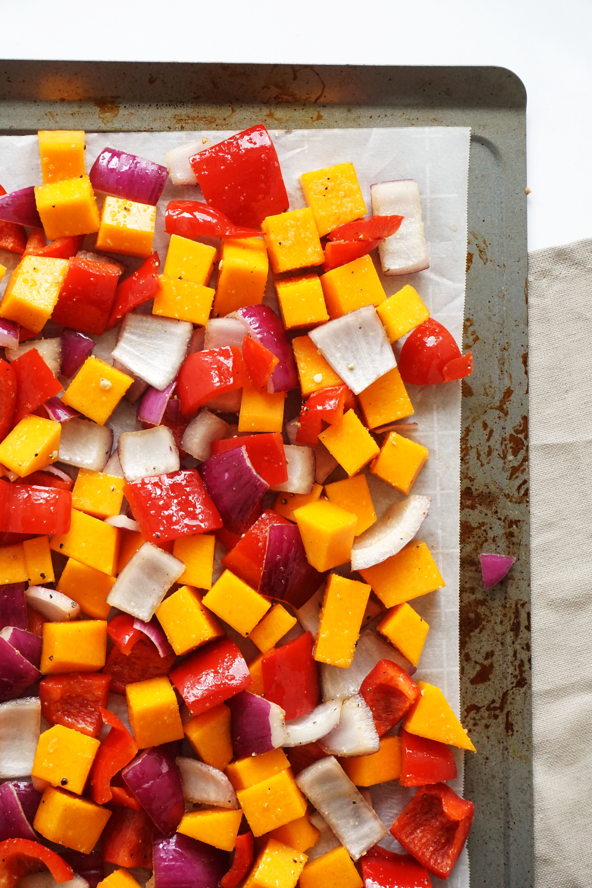 One-Pan Roasted Squash and Pepper Dinner (Vegetarian, Dairy-free, Grain-free)