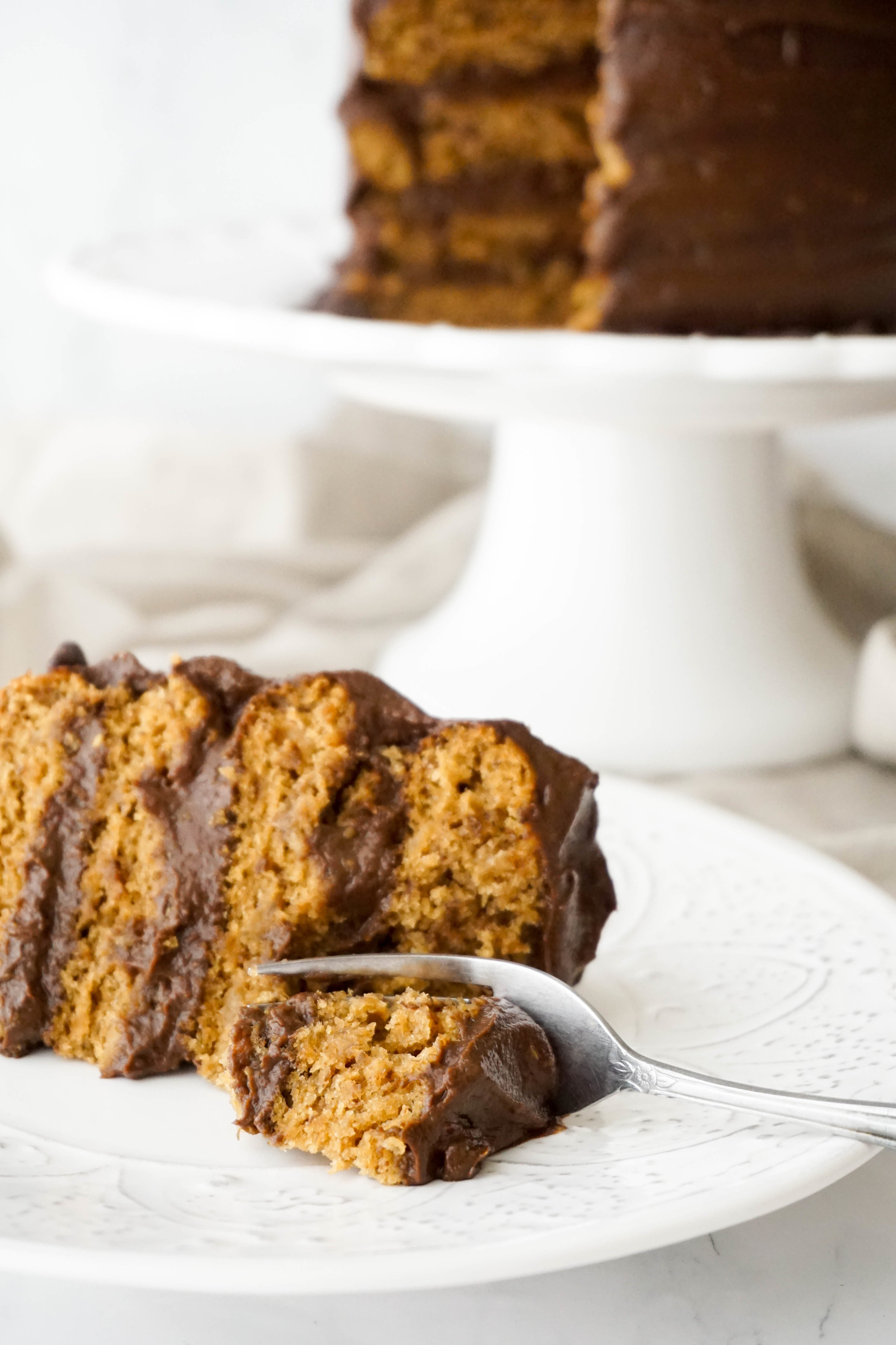 Vegan Banana Cake with Dark Chocolate Ganache