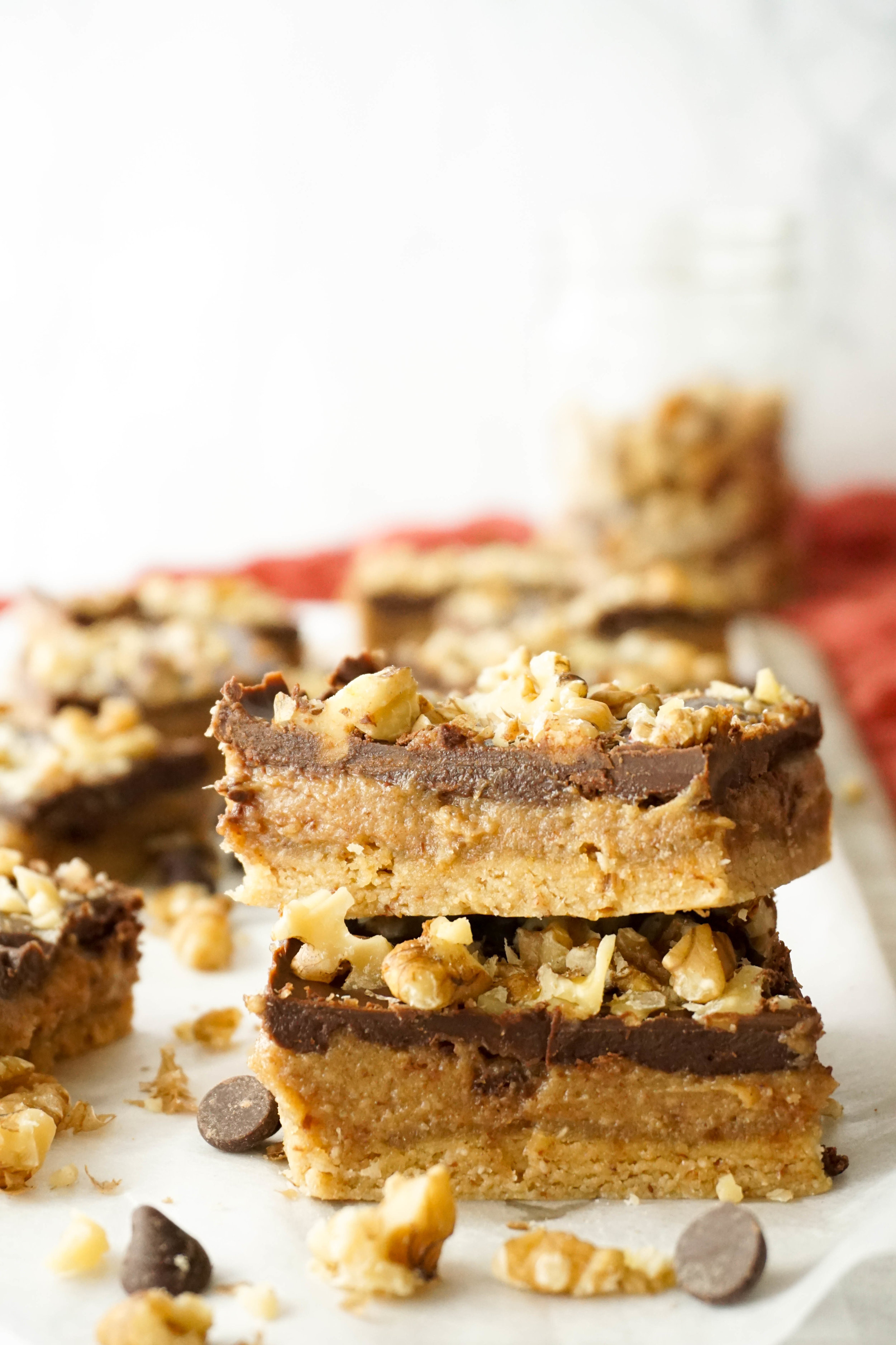 Salted Tahini Caramel Walnut Bars (GF, V)