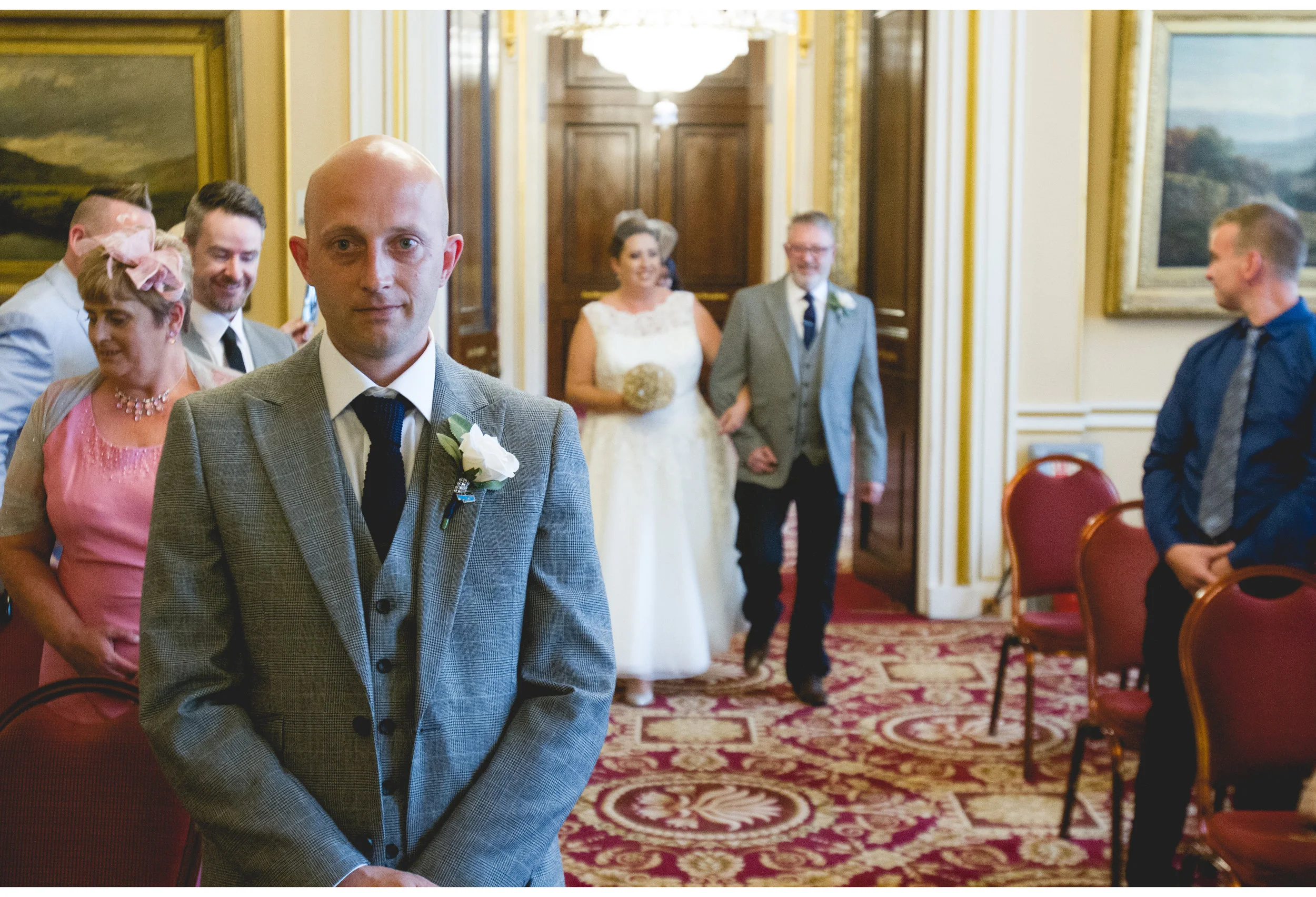 bride walking down isle in Liverpool 