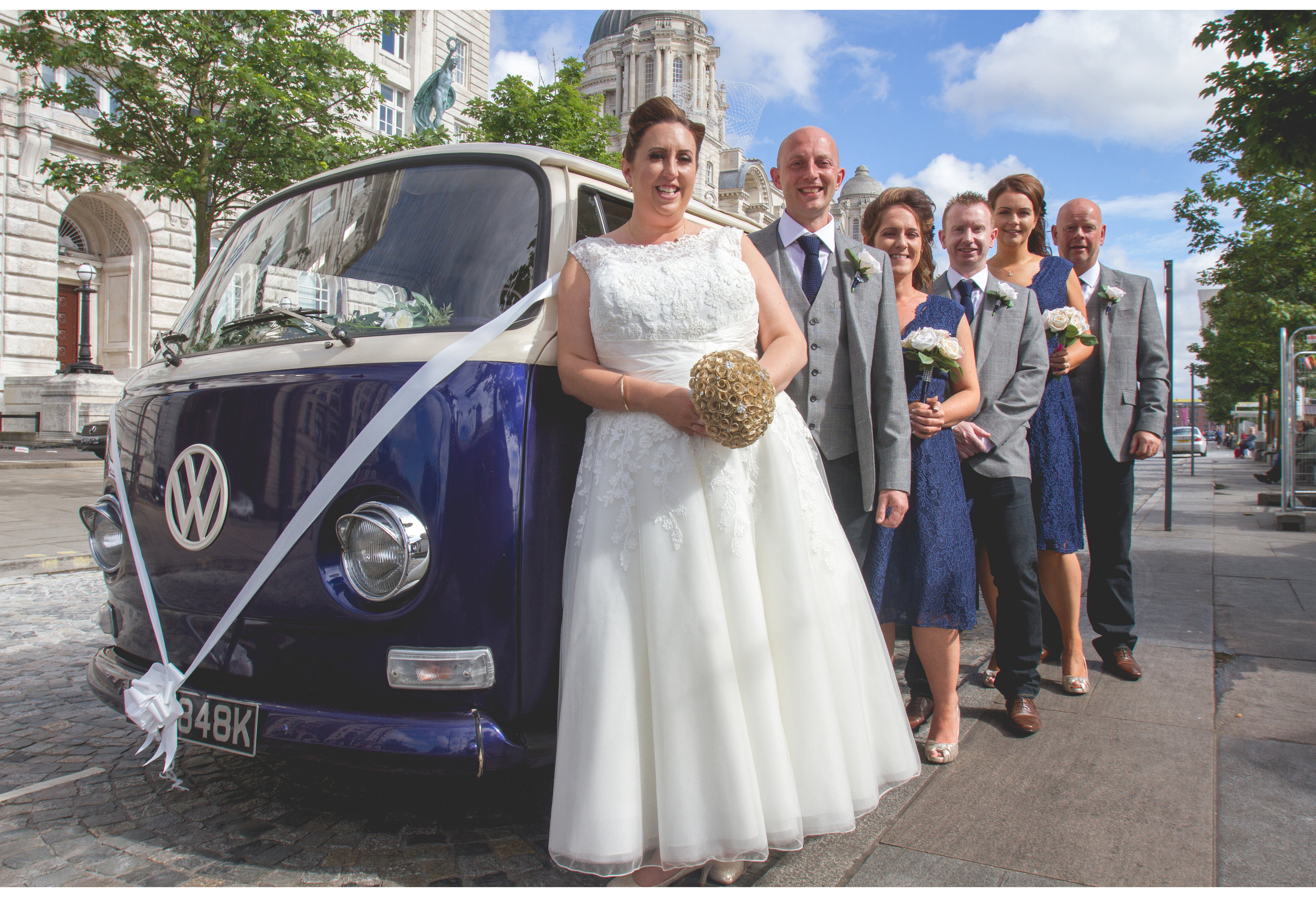 Liverpool waterfront wedding party liver buildings 