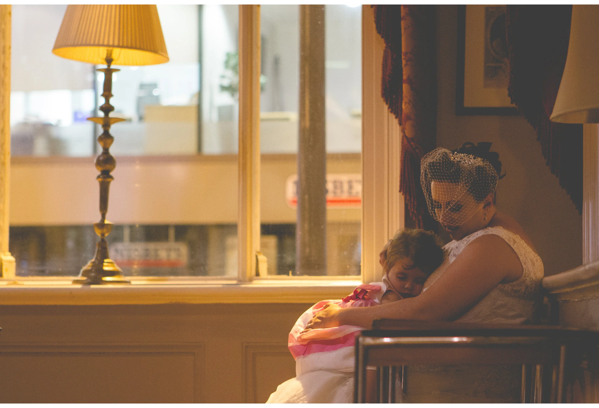 bride takes quite moment with daughter 