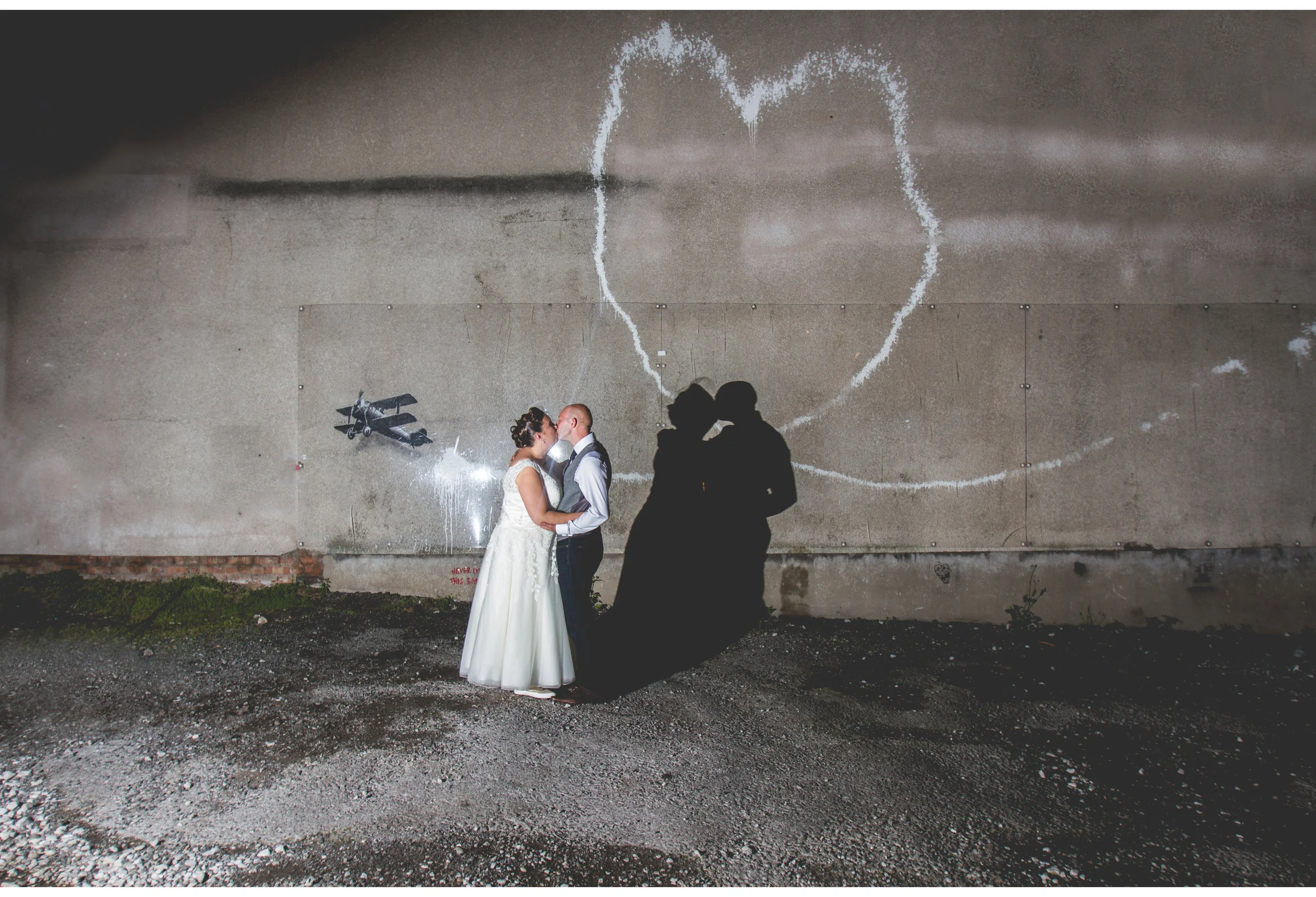 banksy love plane Liverpool wedding art