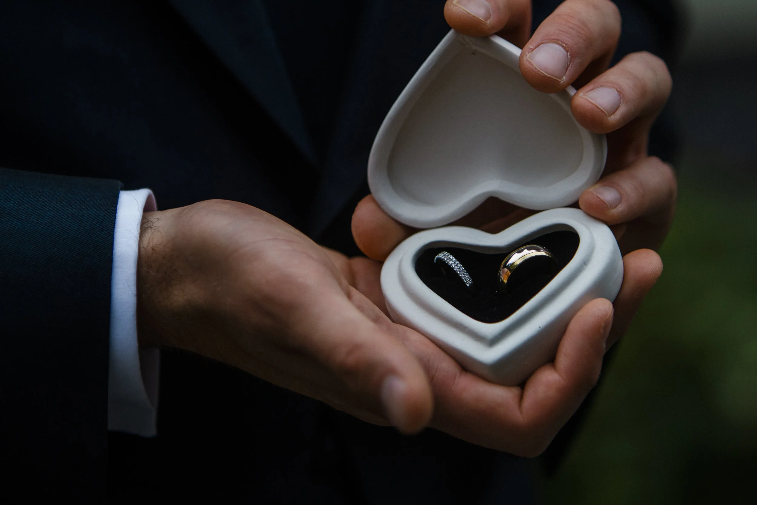 double checking the rings are still in the box at brook hall 