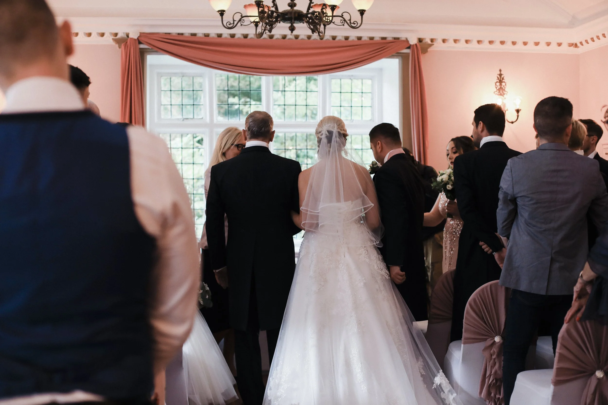 bride walking down the aisle Brook Hall hotel wedding photography 