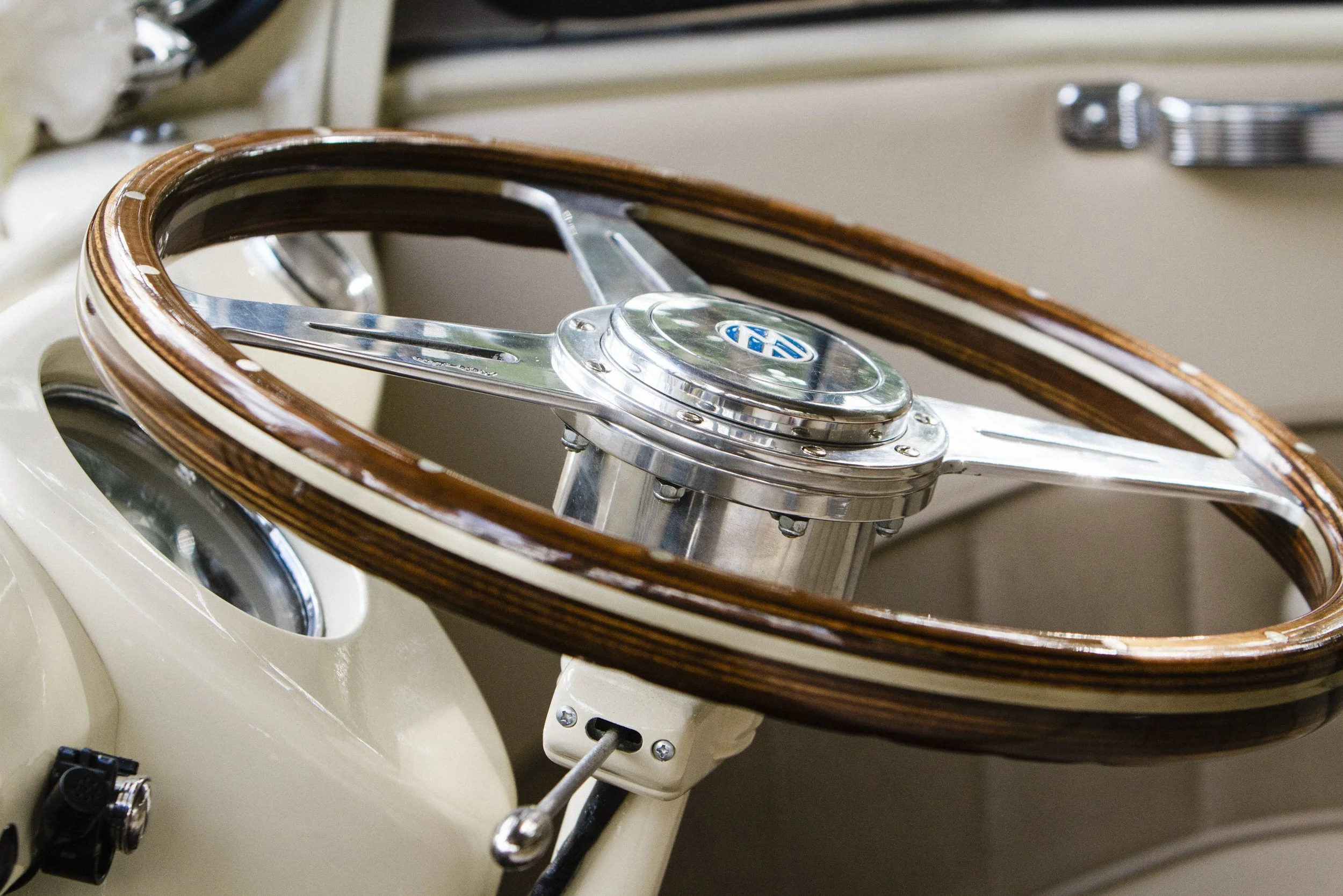 camper van steering wheel Brook Hall hotel wedding photography