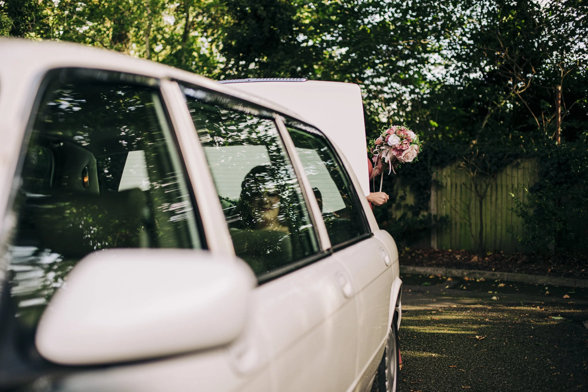 Arrival at The Little Fox, Wirral: Wedding Car Pulls Up