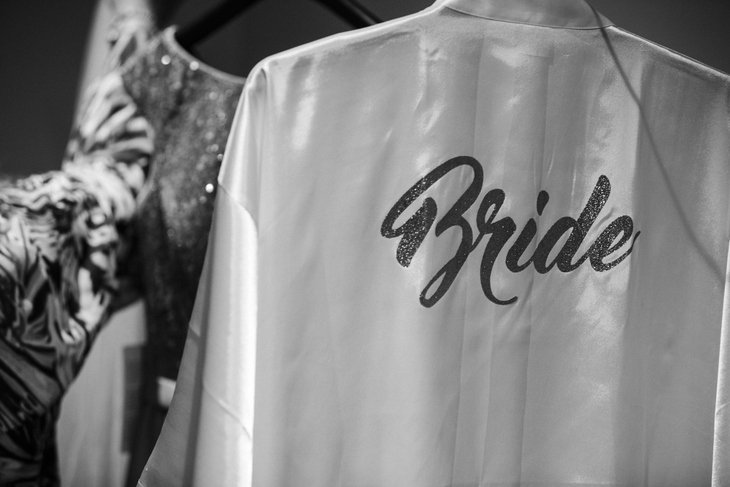 Bride's Morning Dressing Gown Embroidered with "Bride."