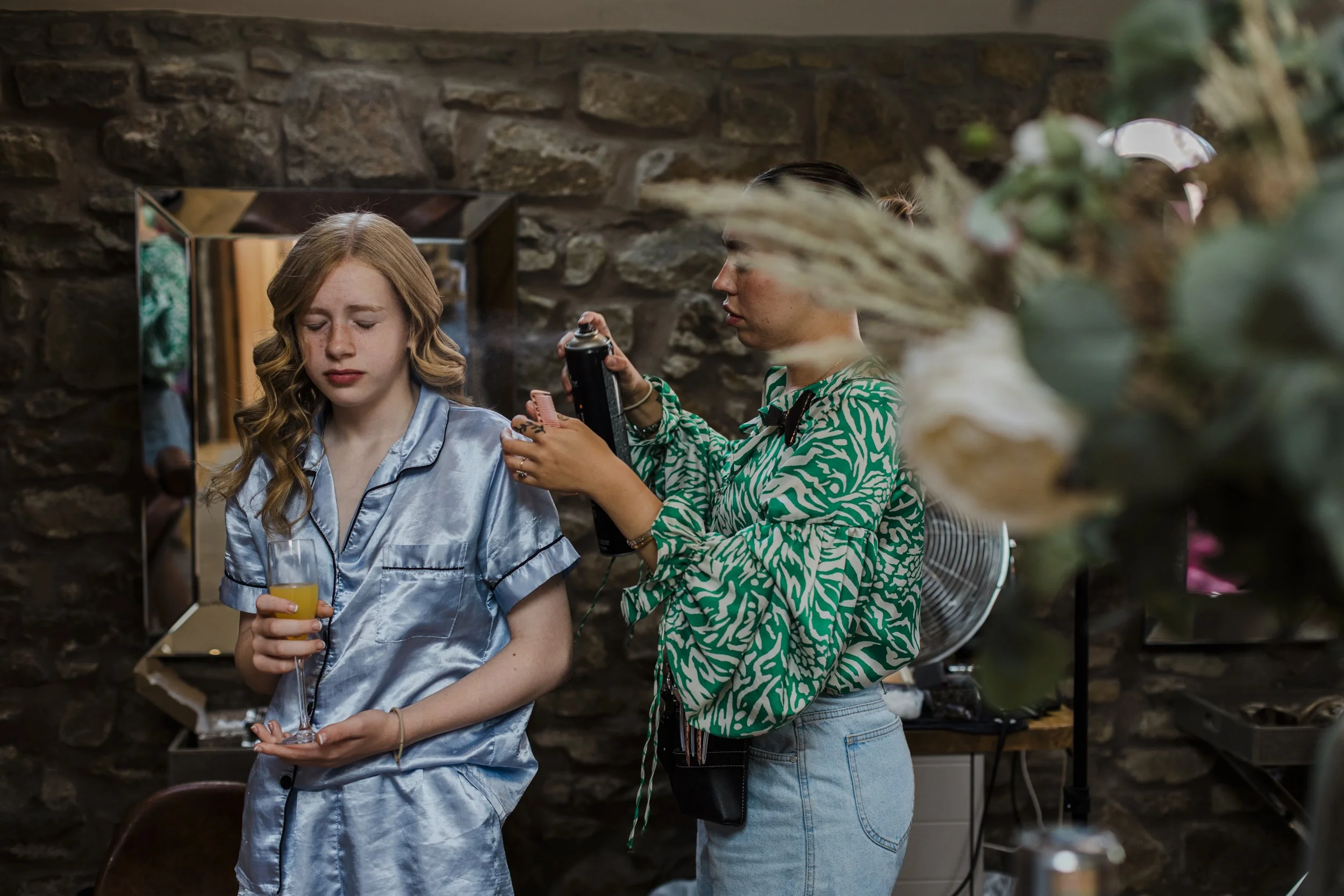Young Bridesmaid Hair Styling - Early Morning Wedding Preparations at Tower Hill Barns