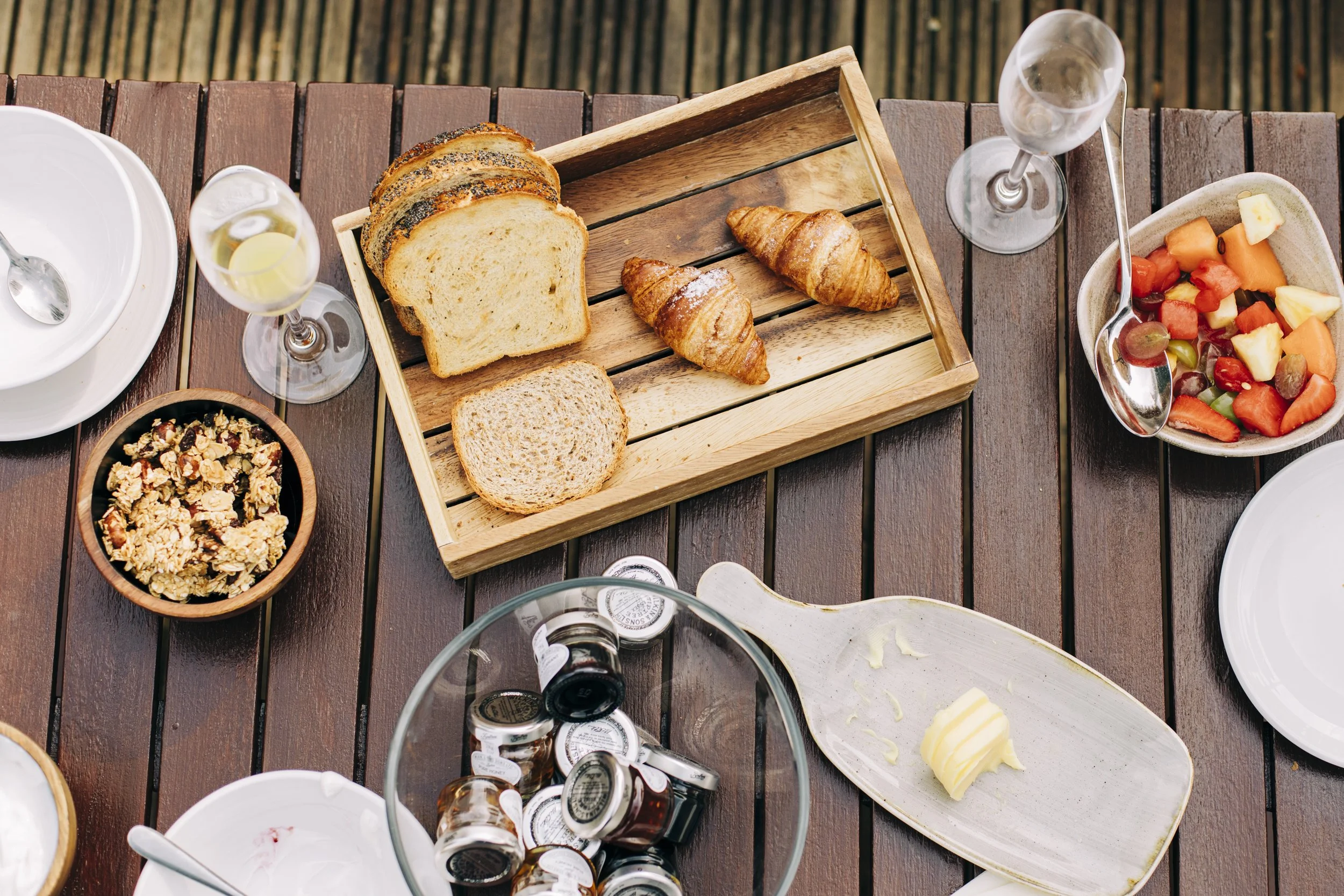 Half-Eaten Bride's Wedding Breakfast from Above - Candid Morning Detail