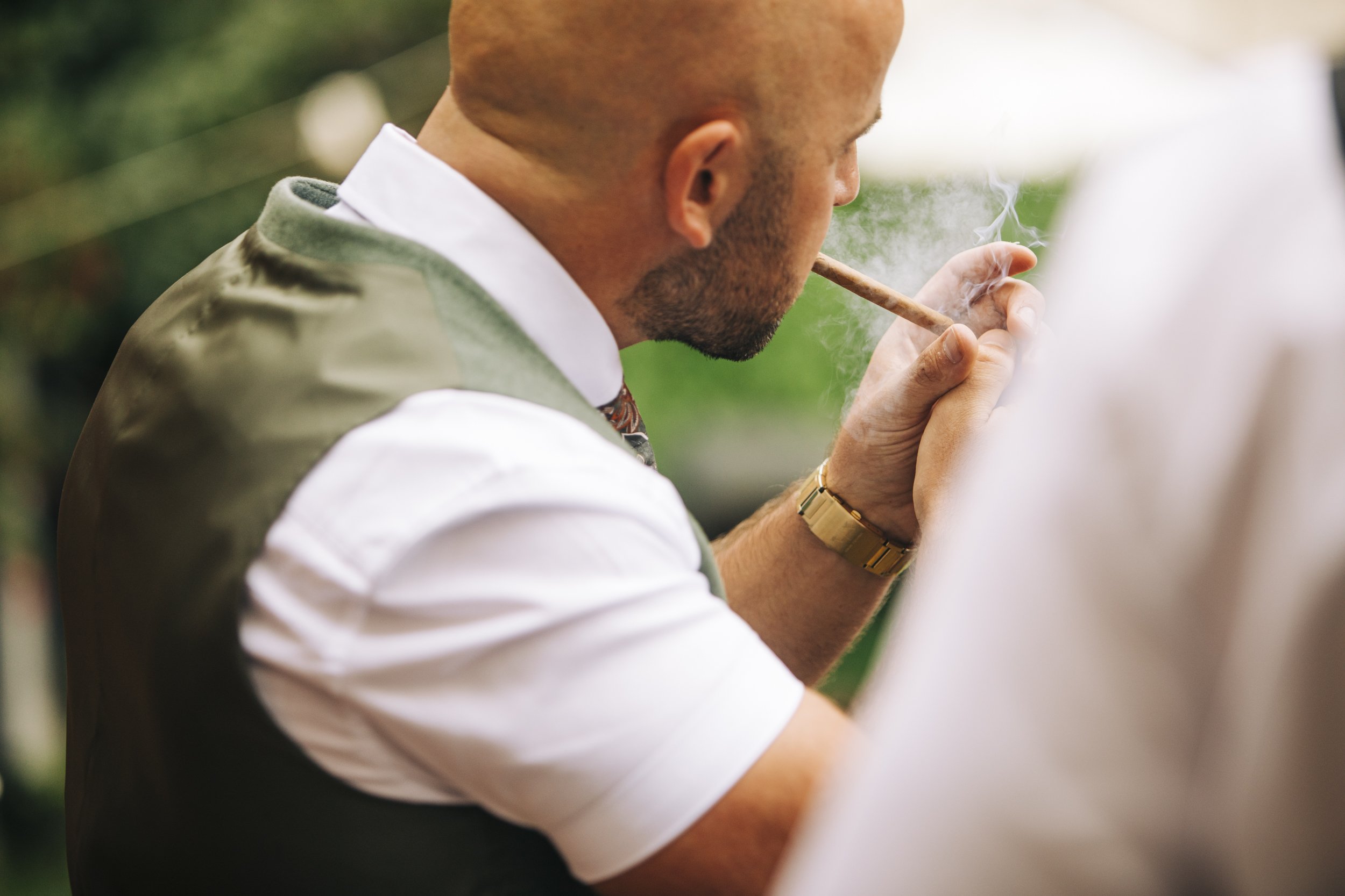 The Park Hotel Liverpool Wedding Photography: Cigar Sophistication in Pre-Wedding Camaraderie