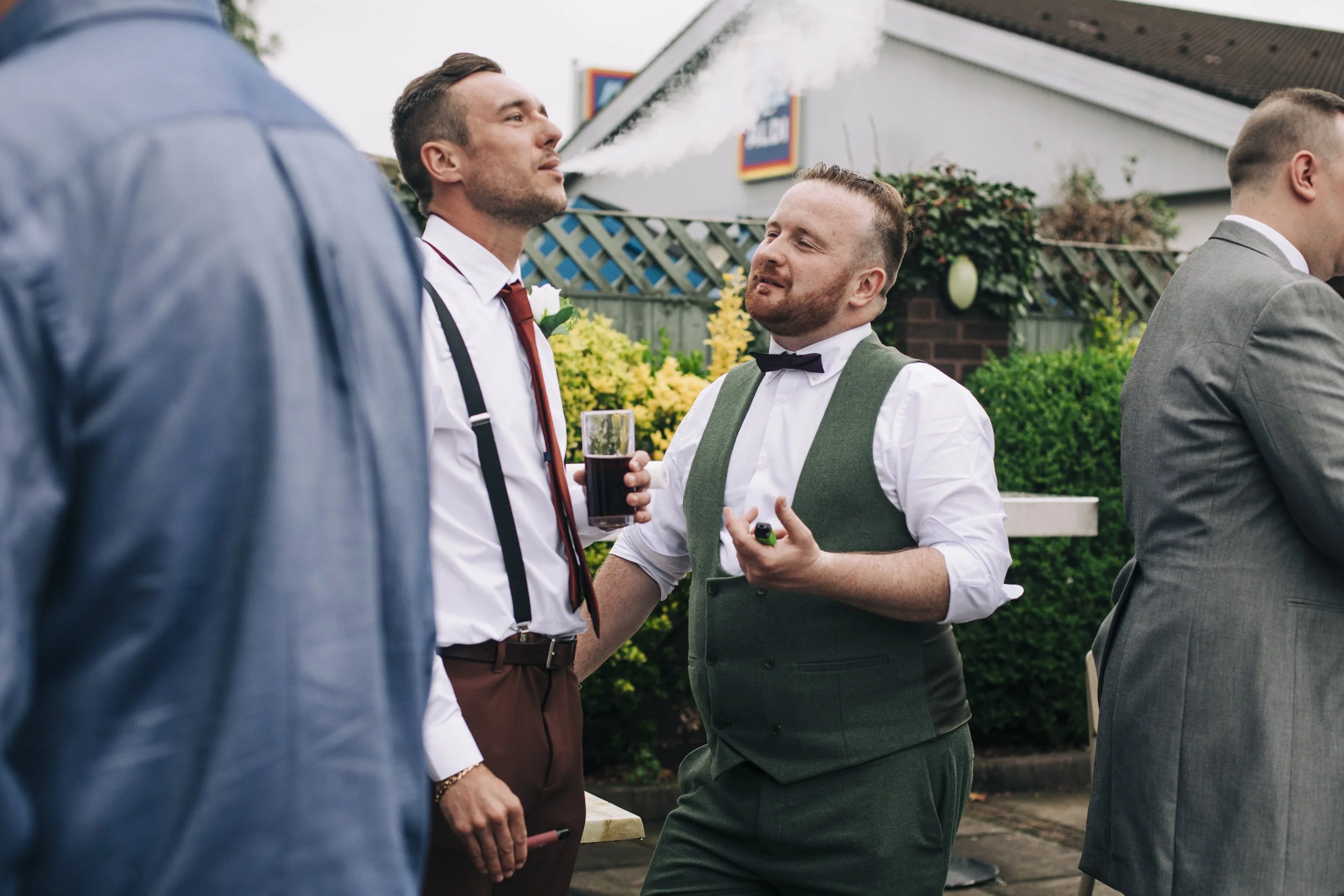 The Park Hotel Liverpool Wedding Photography: Camaraderie in the Smoke Break