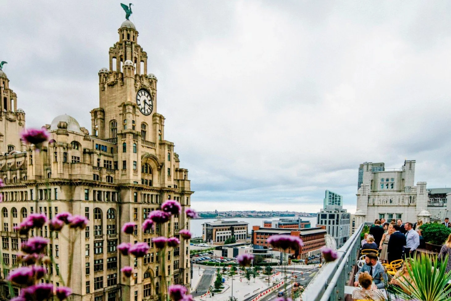 The veiw from OH ME OH MY Rooftop Garden Liverpool liver birds