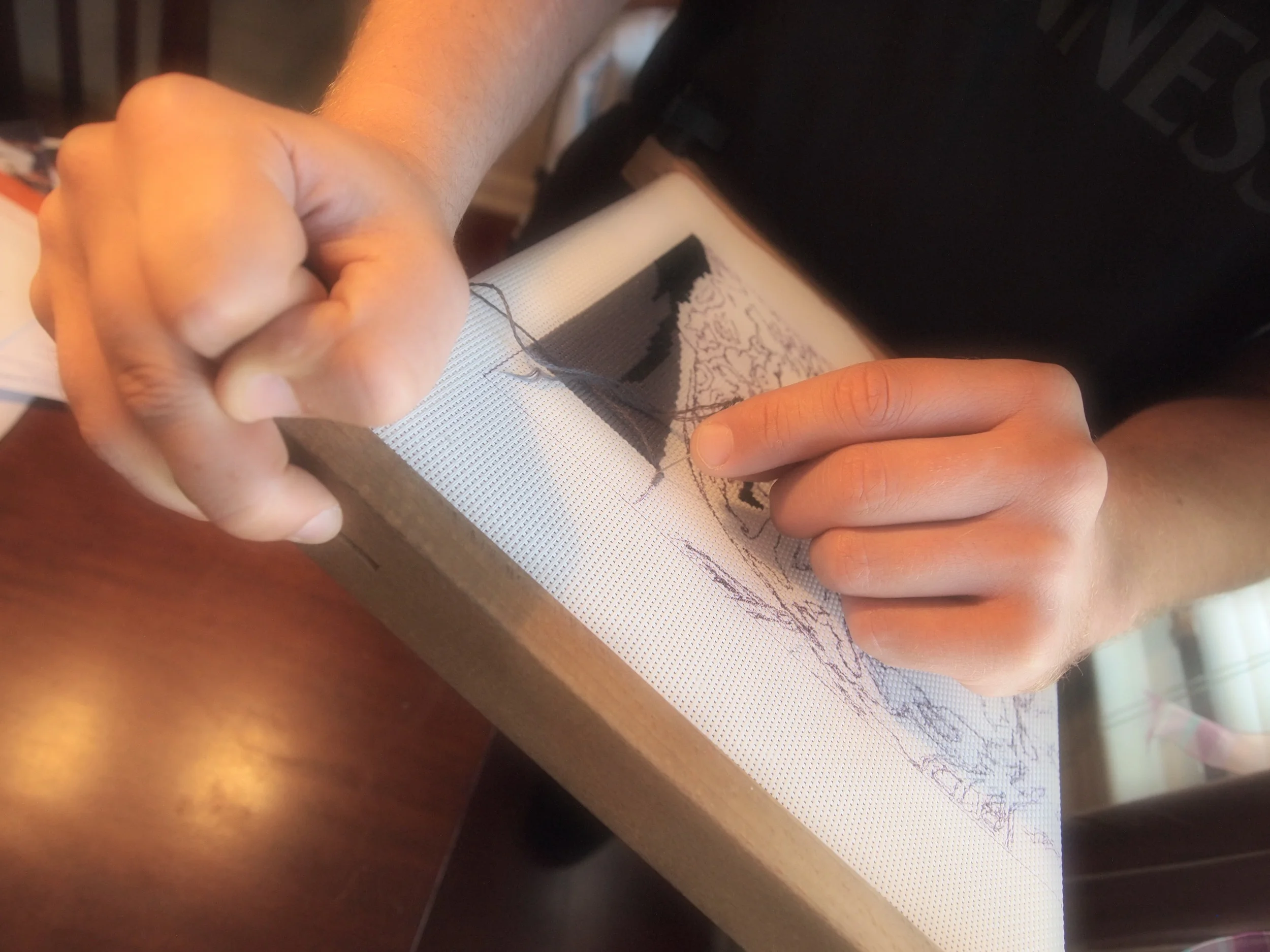 Needle, thread, canvas and loom; the tools of the artist. Cross Stitch is a time-intensive art form that results in a one-of-a-kind portrait. CLICK HERE to view ARTWORk