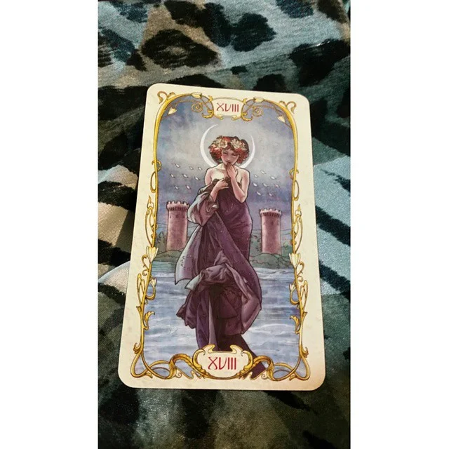 The Moon in Tarot Mucha is a favorite rendition of the card.