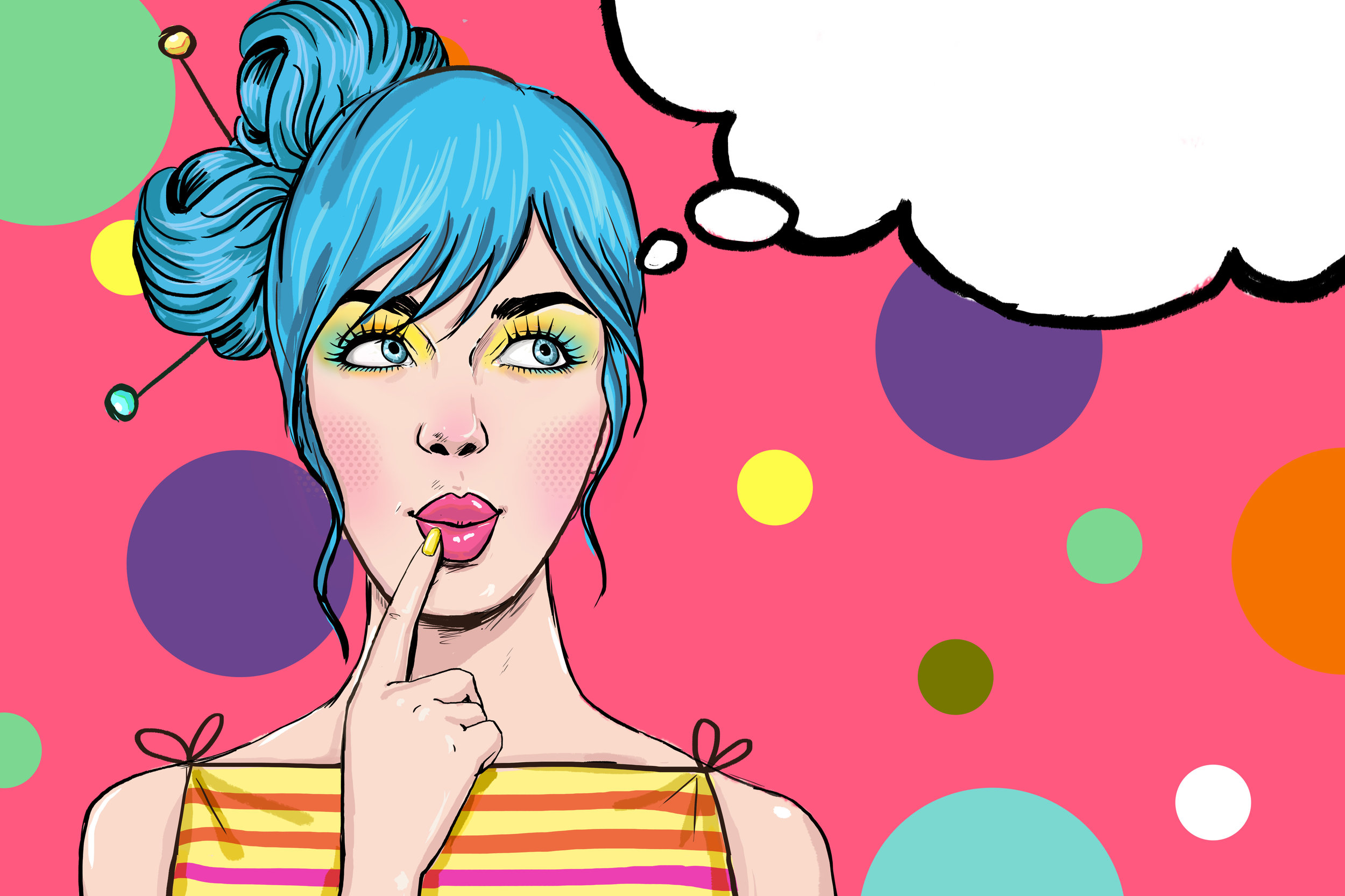 Pop Art girl. Party invitation