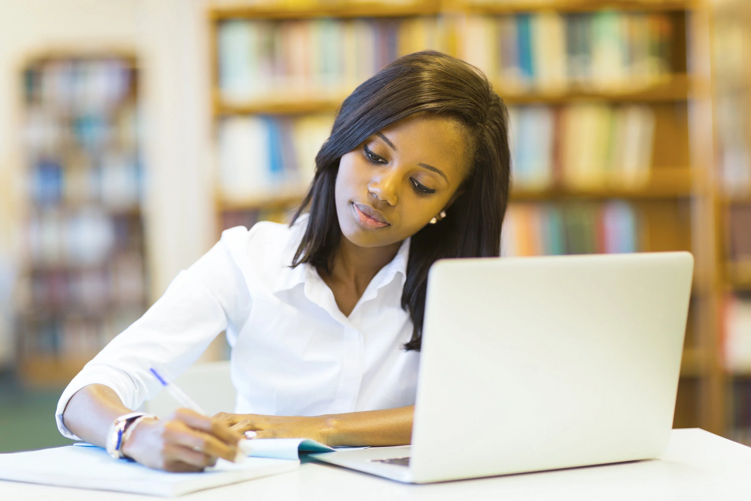 female college student studying