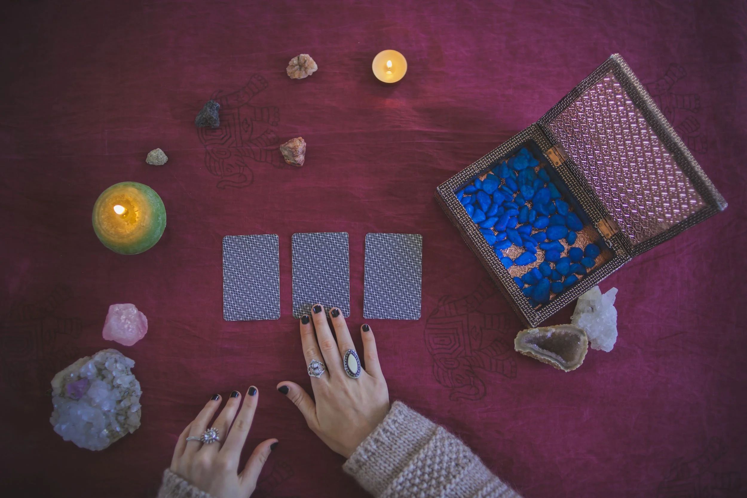 Tarot cards in a three card spread