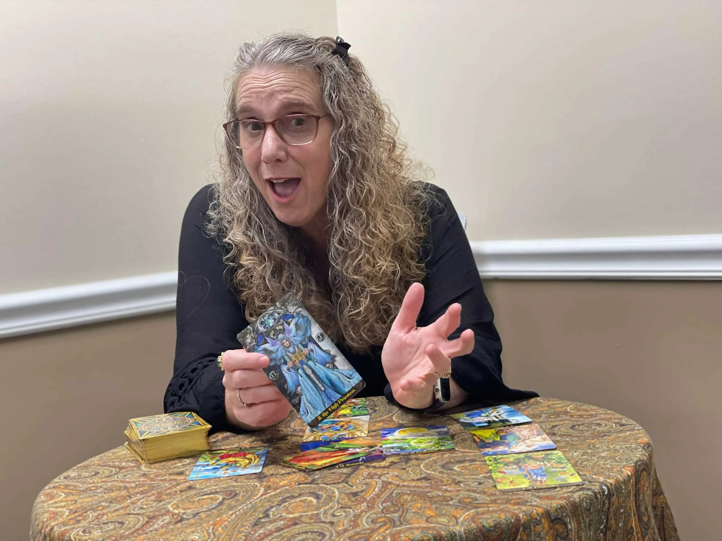 Christiana Gaudet with her cards, 2022.