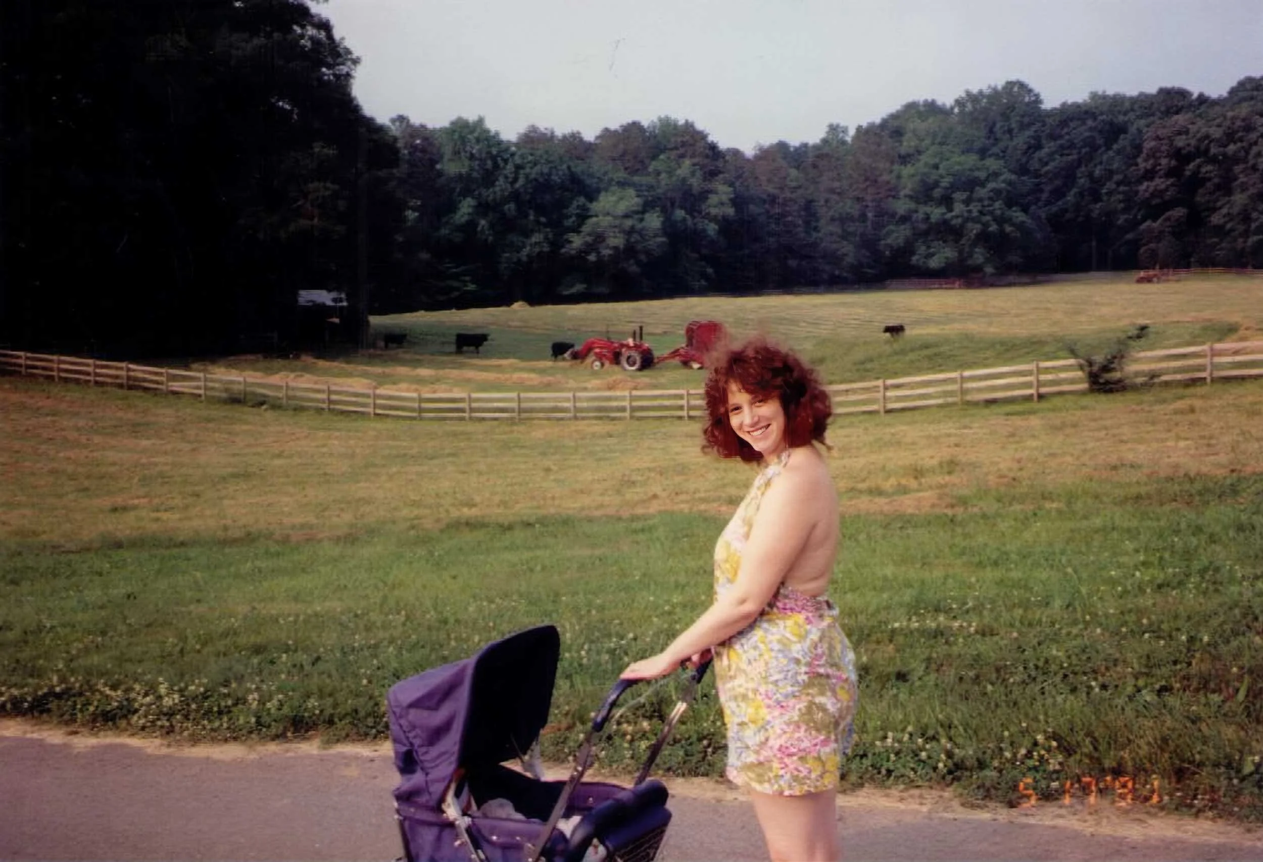 Christiana with her newborn son, Mother's Day, 1991.