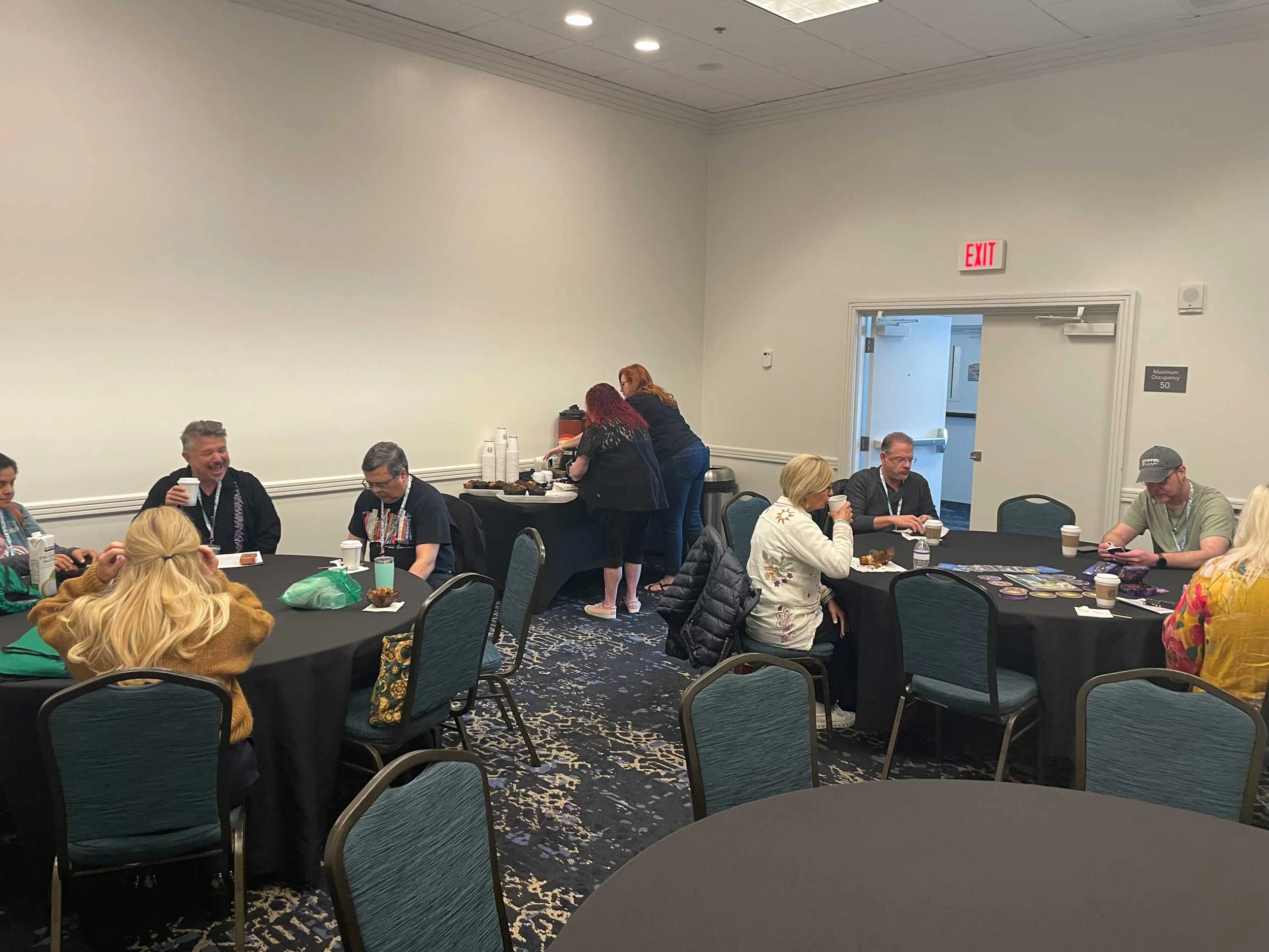 A coffee break sponsored by Weiser Books at StaarCon 5.