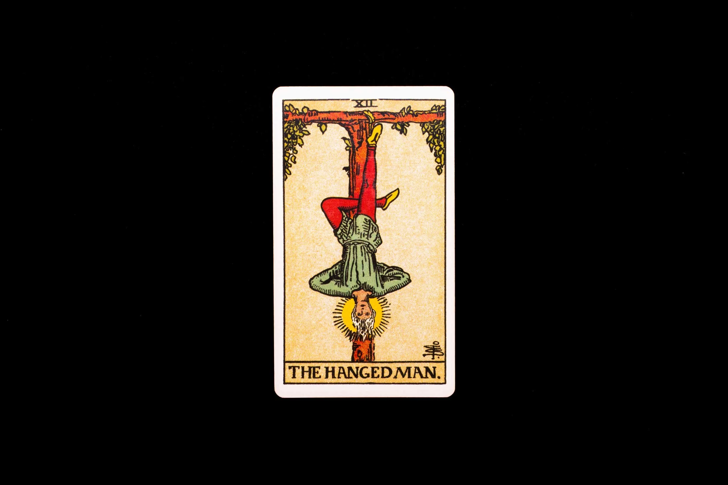 The Hanged Man tarot card.
