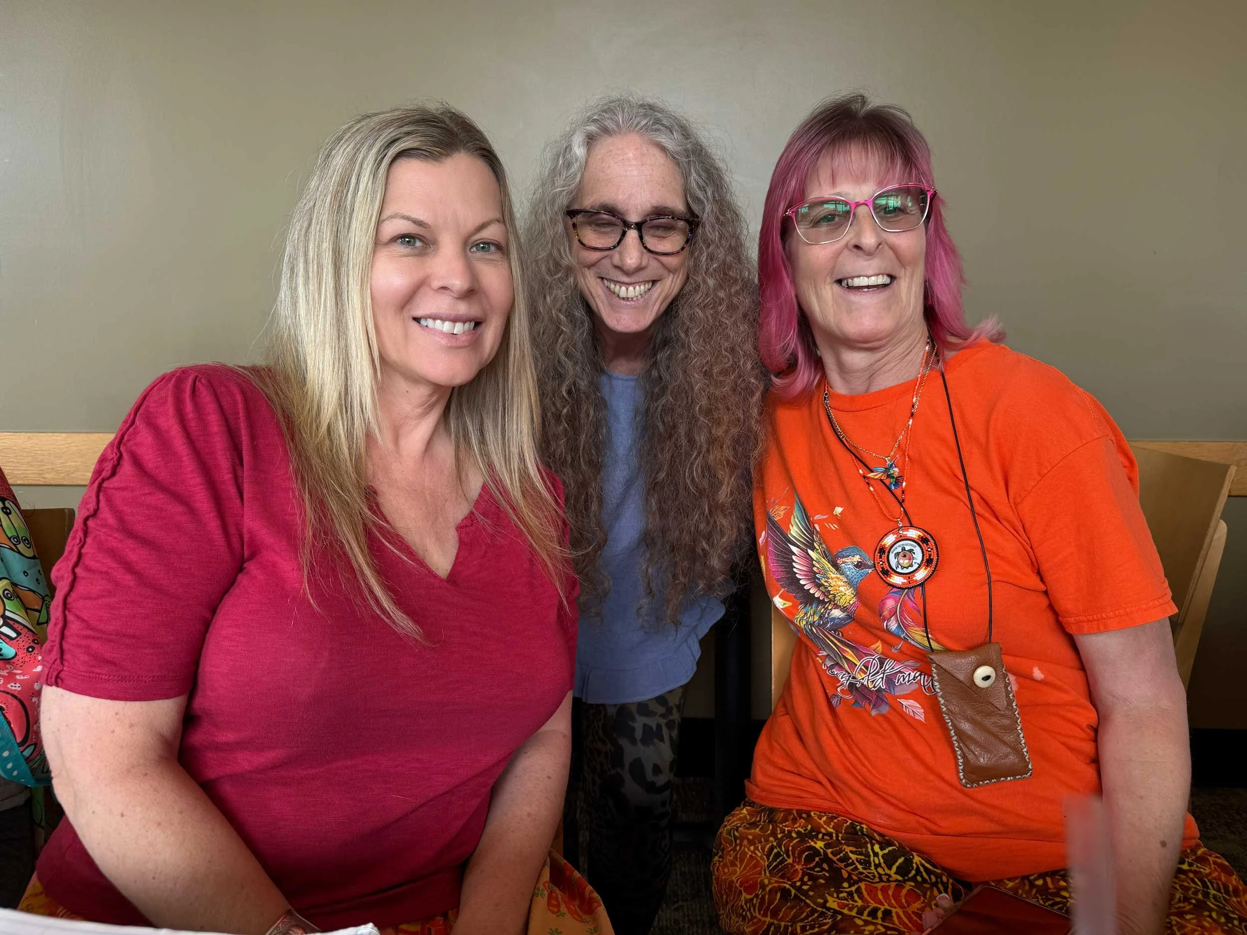 Brenda Elizabeth, Christiana, and Donna at Cards and Conversation Tarot Meetup.