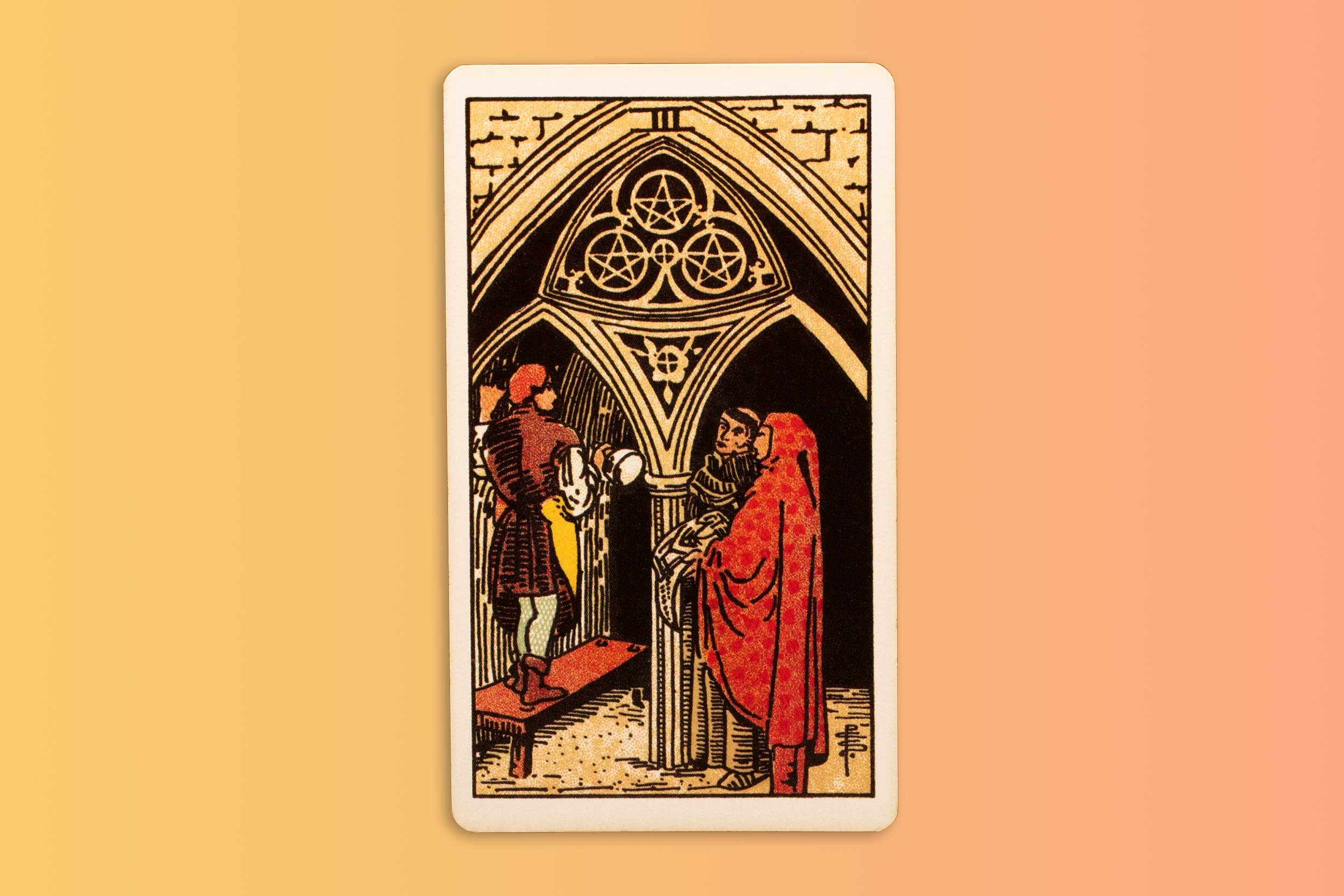 The Three of Pentacles.