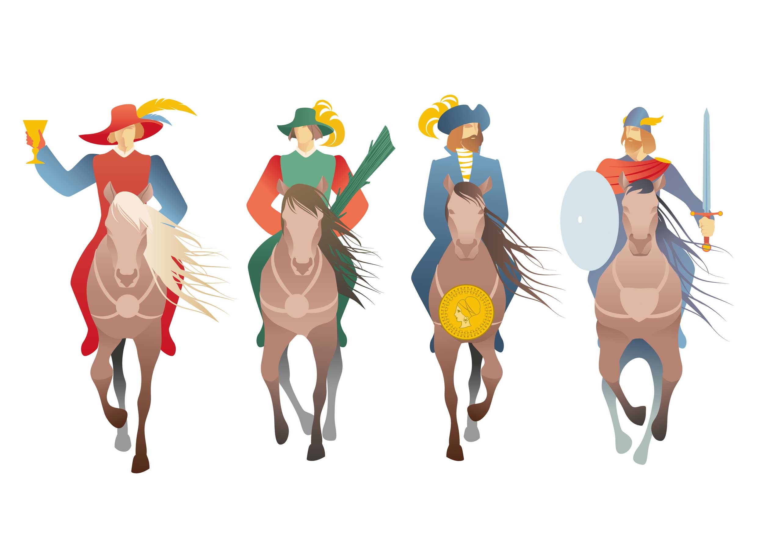 The Four Knights of Tarot.