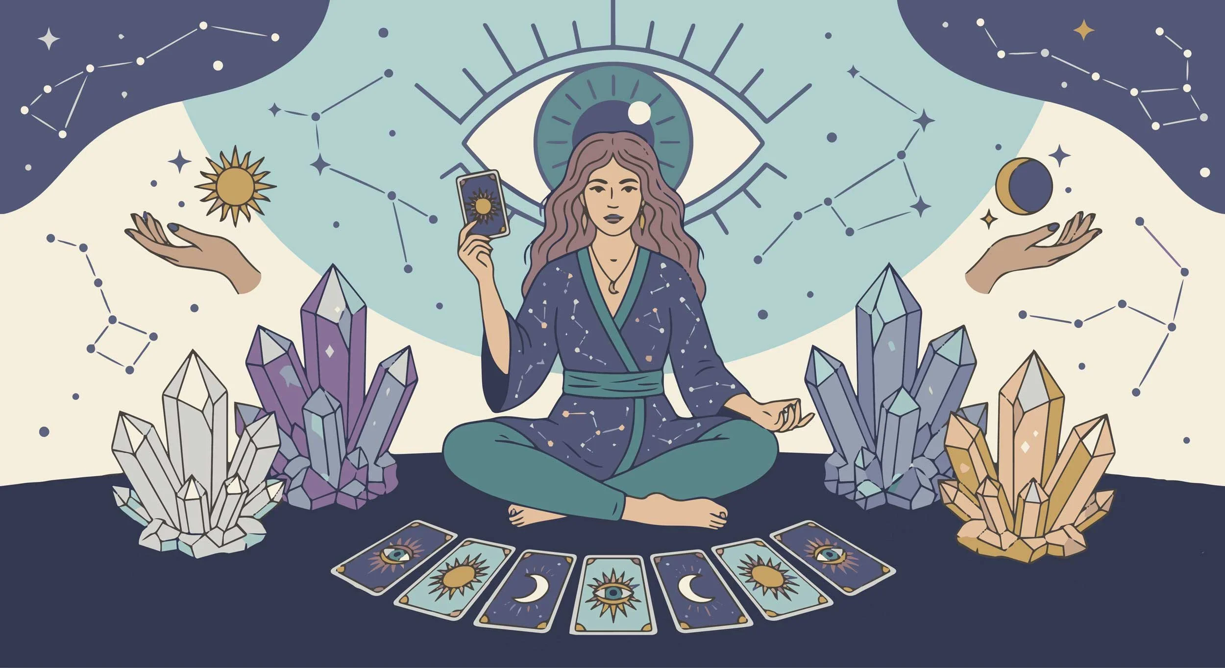 Illustration of a tarot reader.