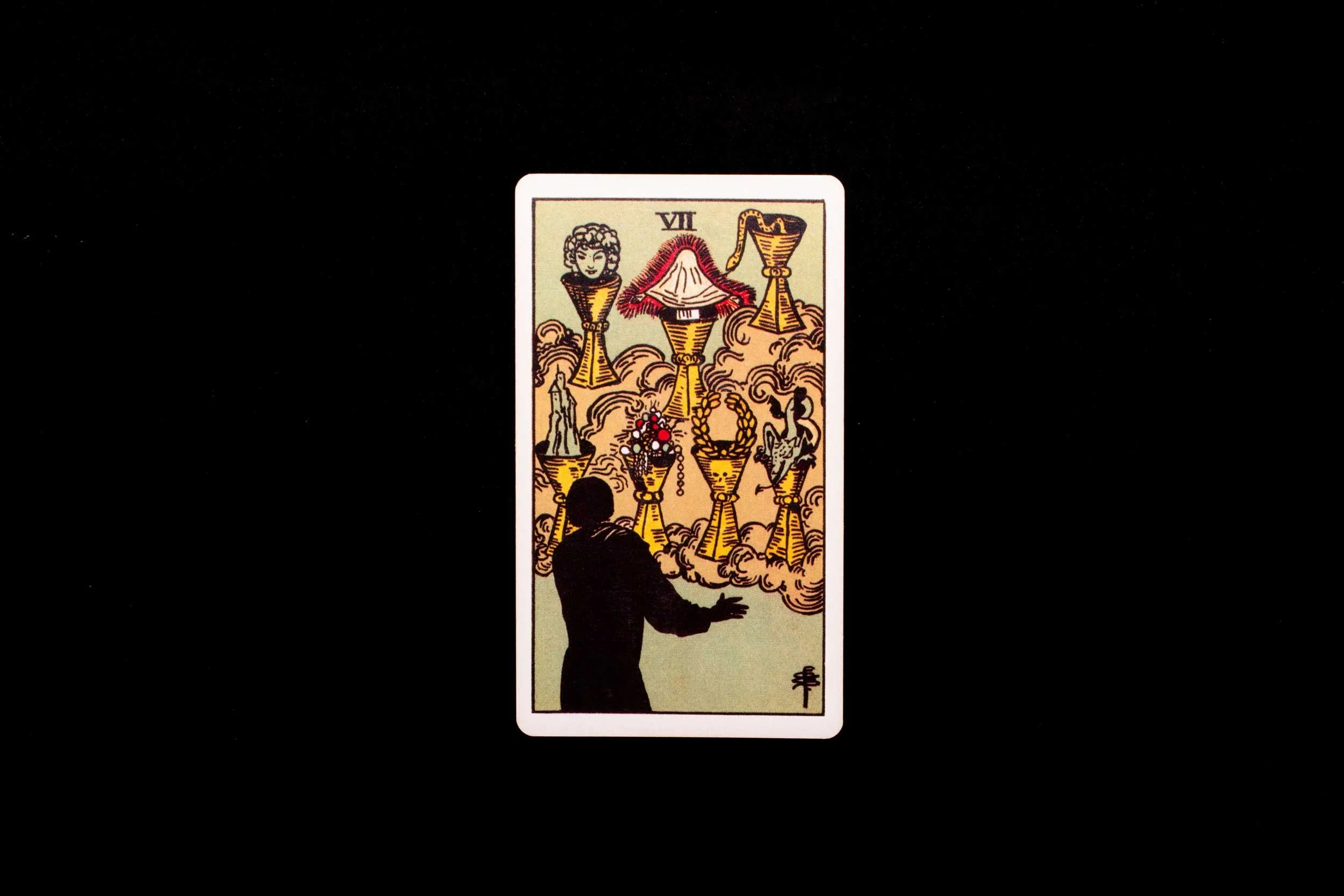 The Seven of Cups tarot card.