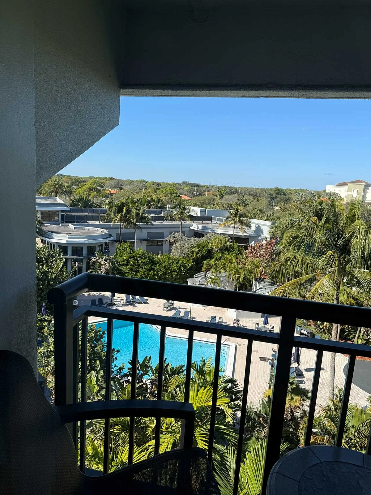 The pool as seen from a room at the DoubleTree by Hilton.