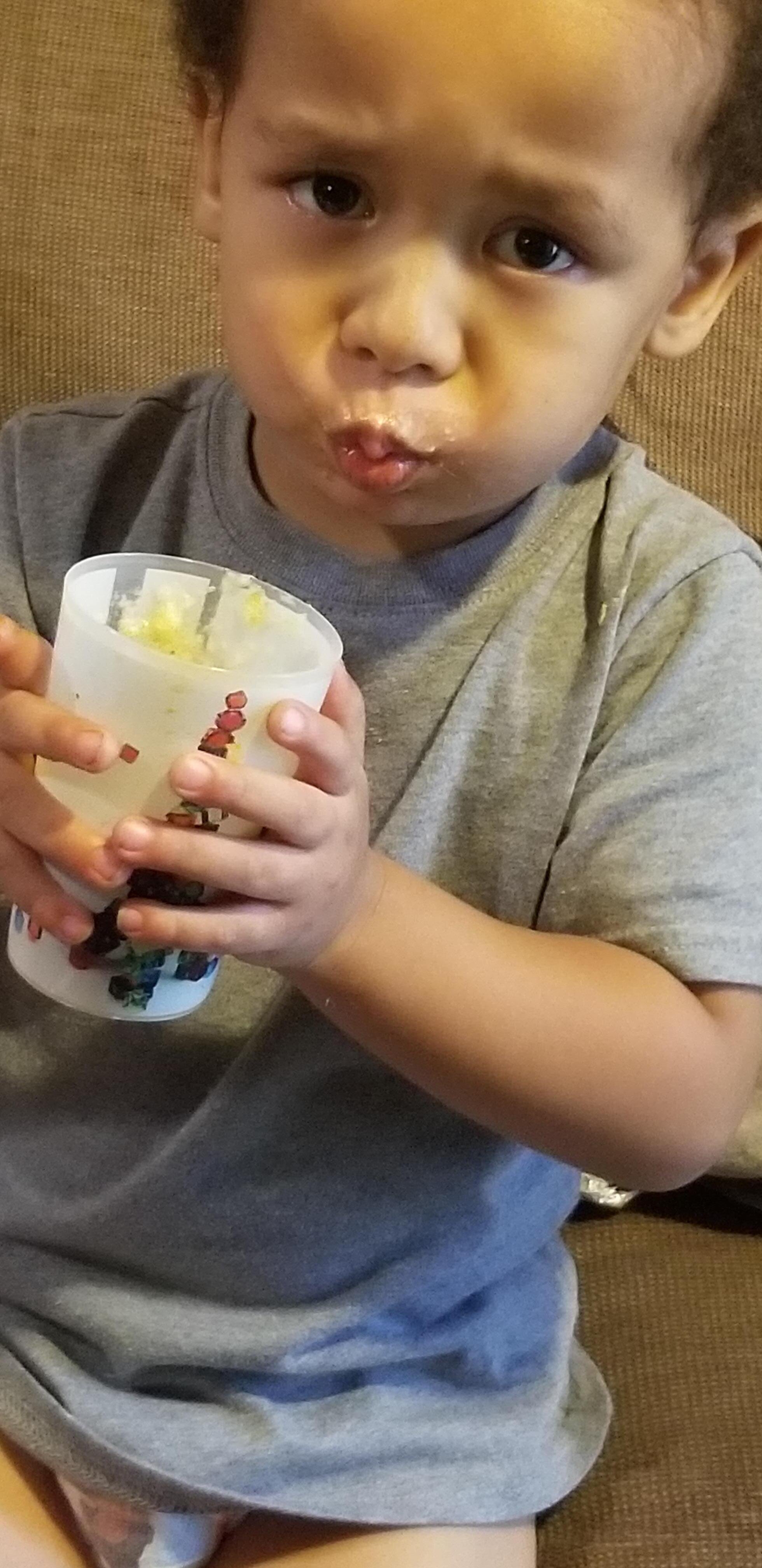 Diane's grandson Bishop drinking his dragonfruit smoothie!.jpg