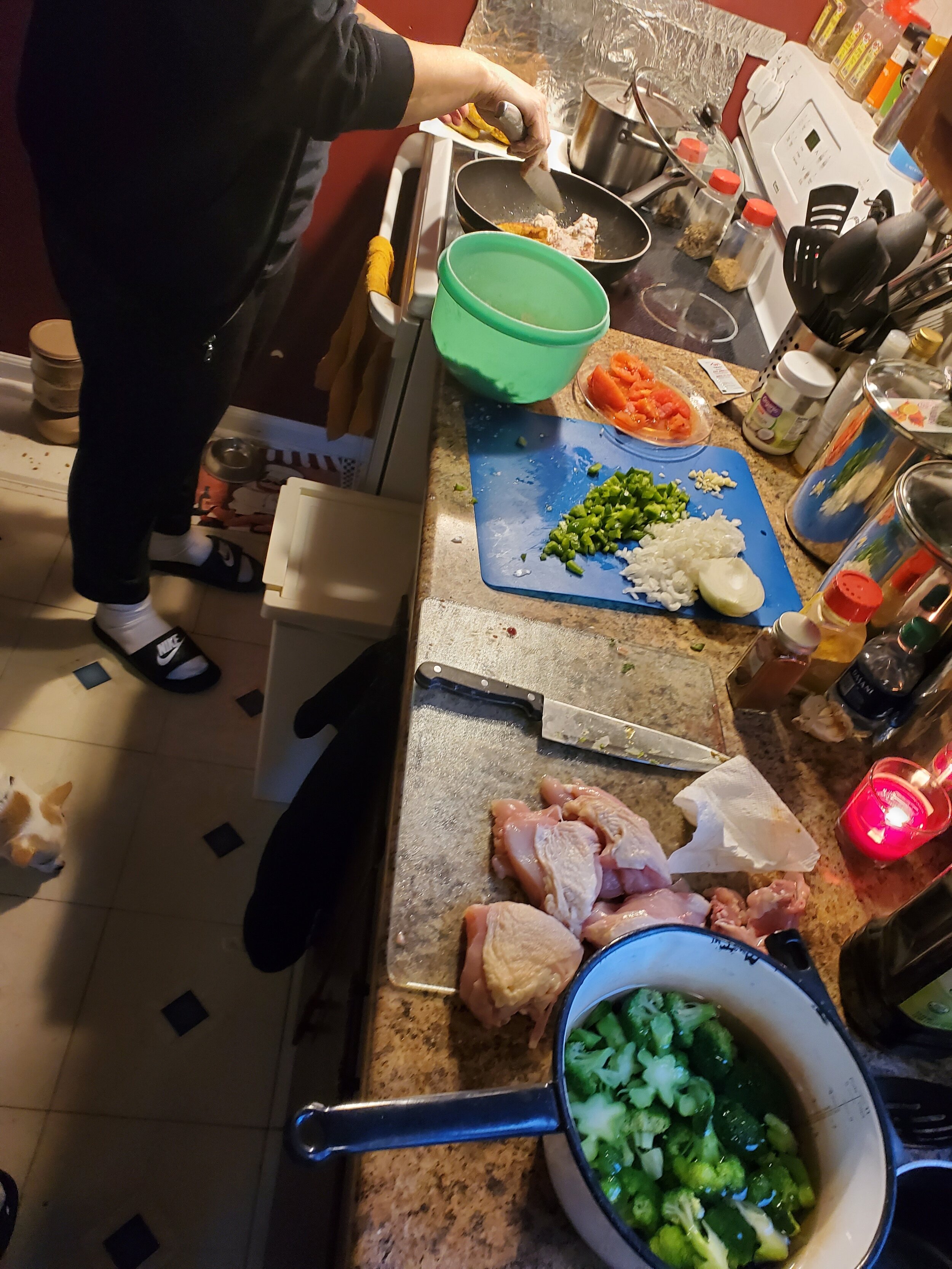 Dawn prepping her country braised chicken and browned broccoli  sess (1).jpg
