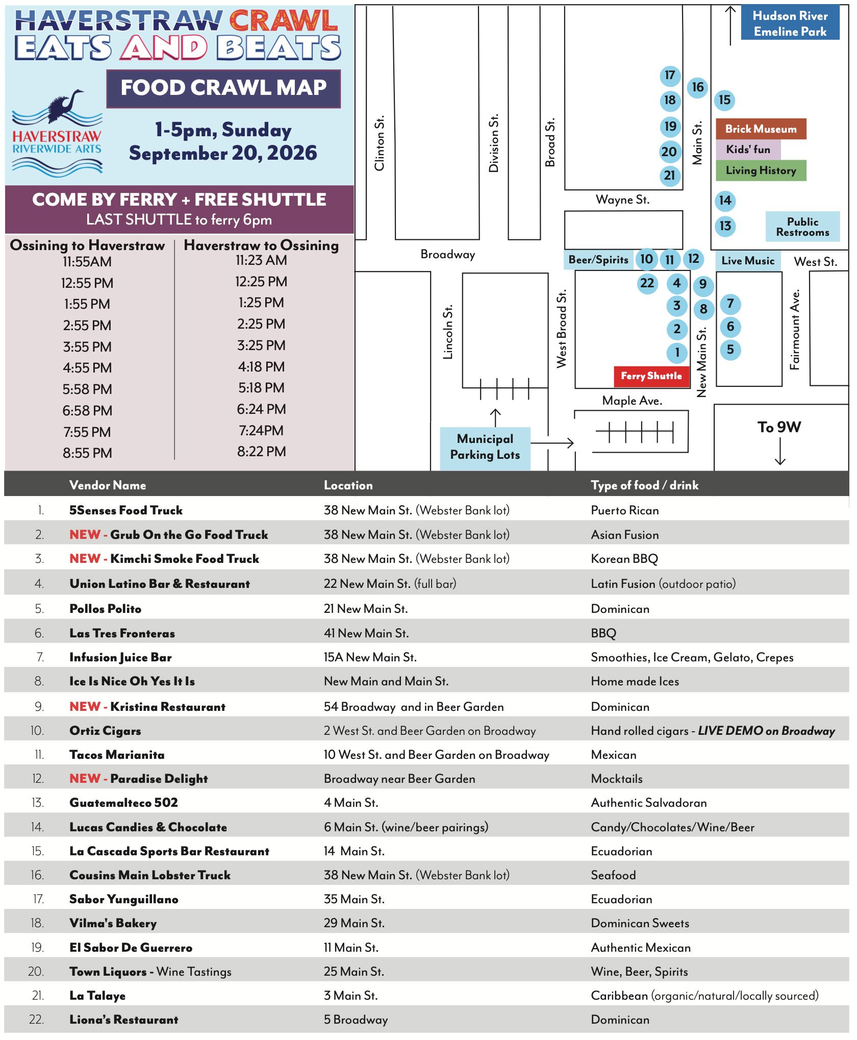 Haverstraw Crawl Eats and Beats 2026 Food Crawl Map