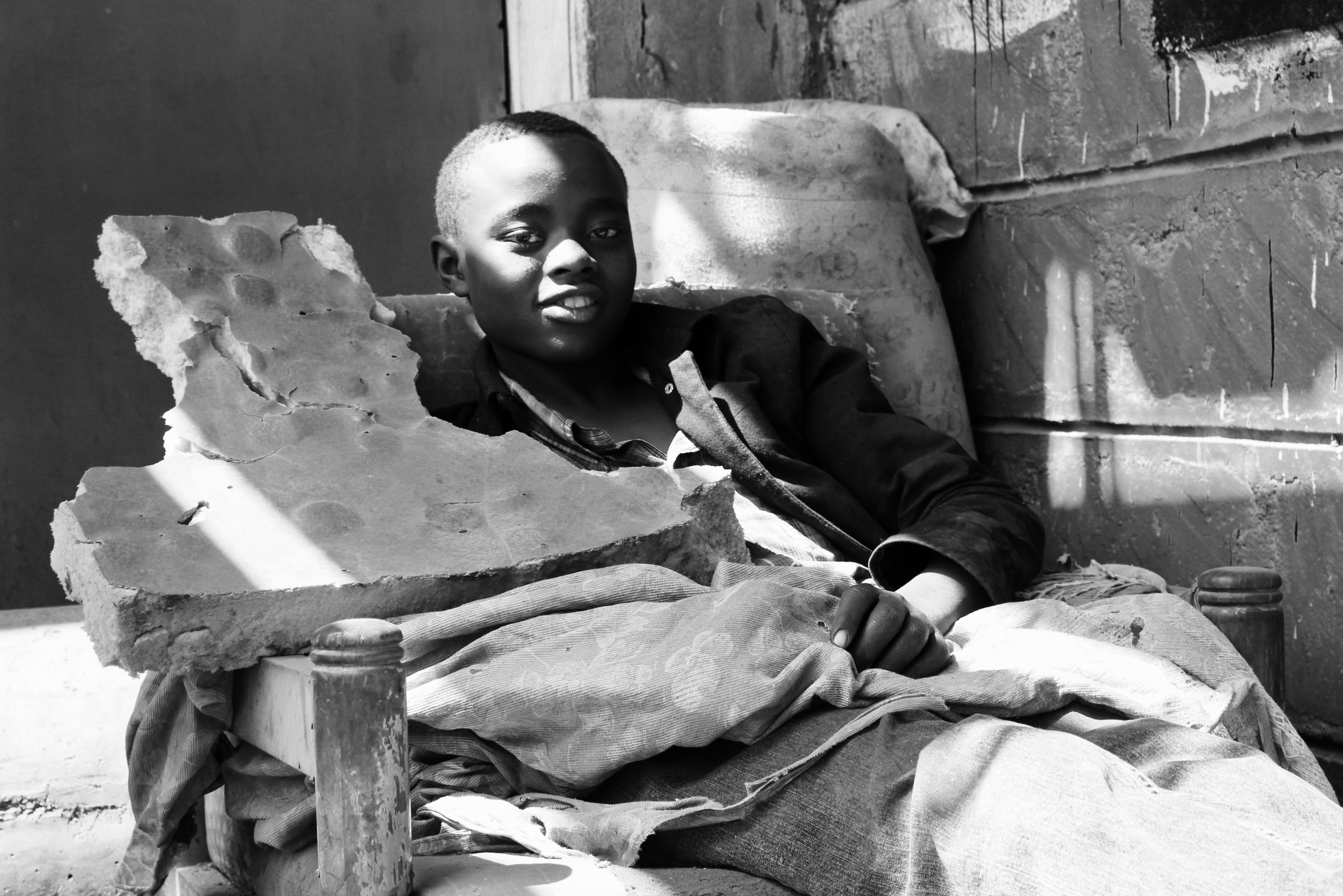 Cain showing off his sleeping chair.