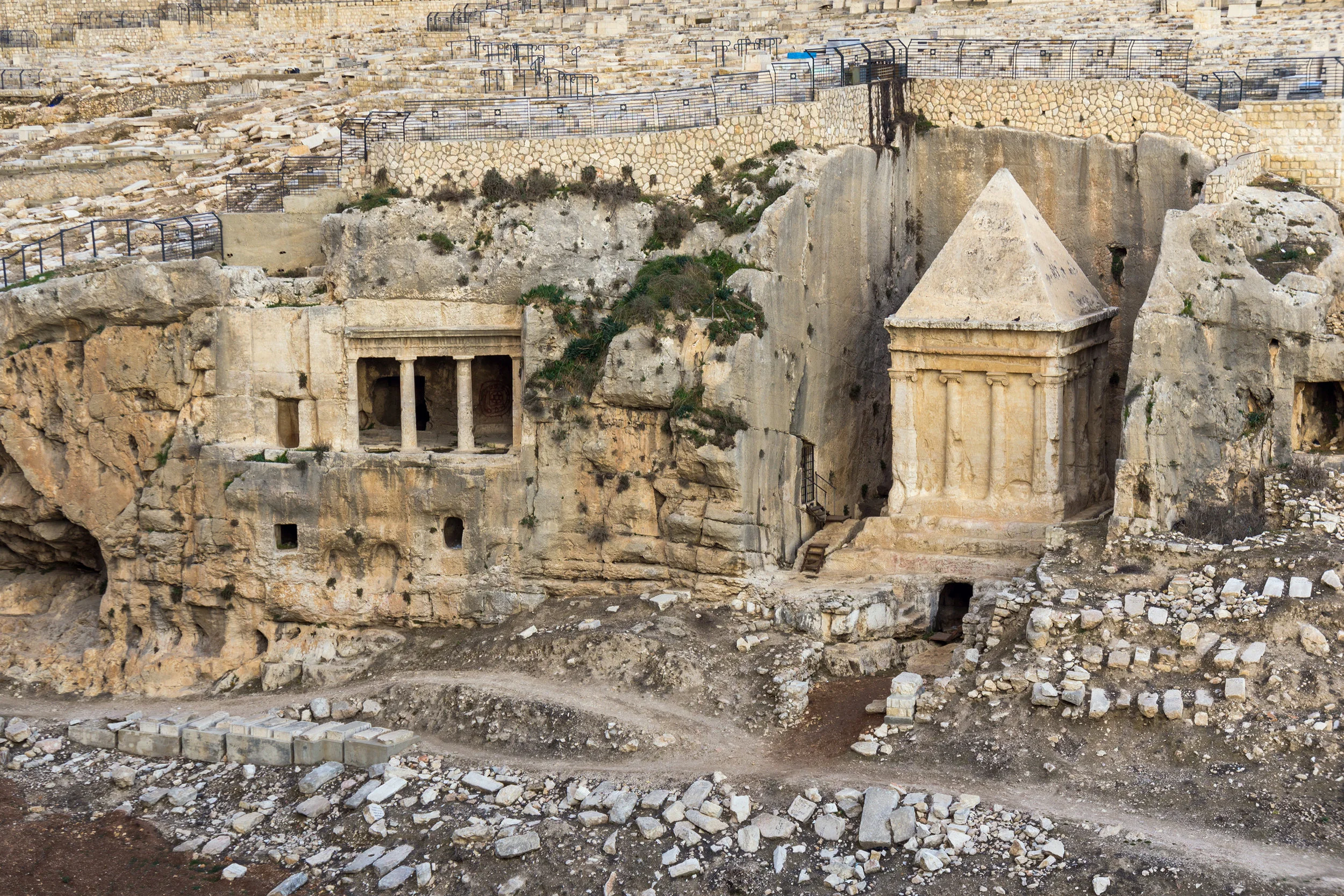 The Tomb of Zechariah in the Kidron Valley, Jerusalem. It was built in the first century. Perhaps Jesus had this monument, or something like it, in mind in Luke 11. 