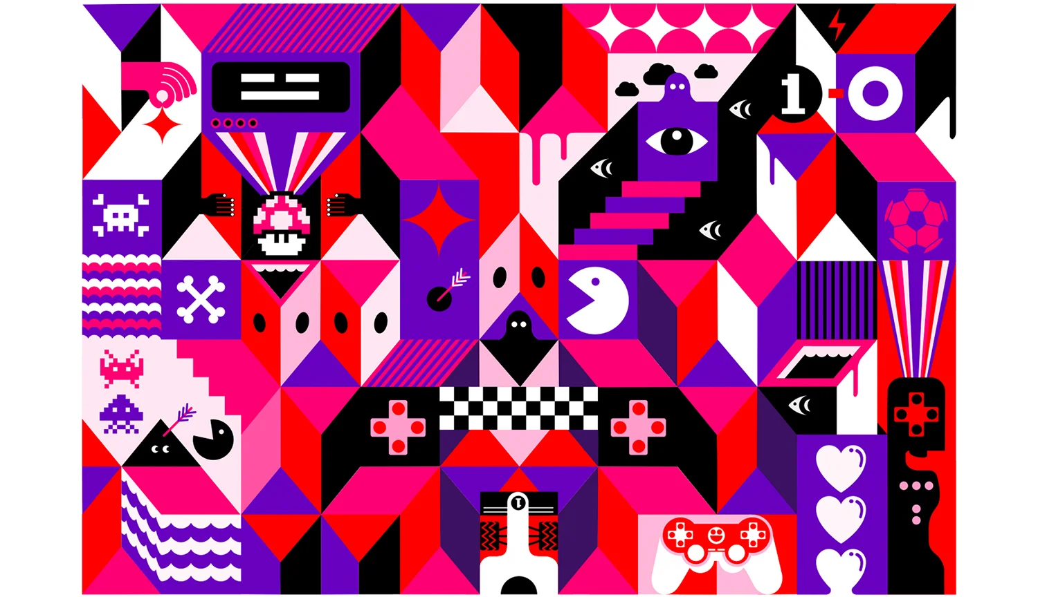 FNAC GAMES Illustration and mood icons to support the gaming segments of FNAC in Portugal.