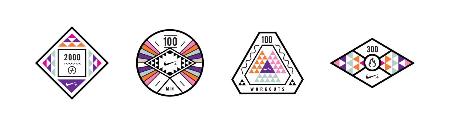 NIKE+ SPECIAL BADGESFuel , Minutes, Workouts, Calories.