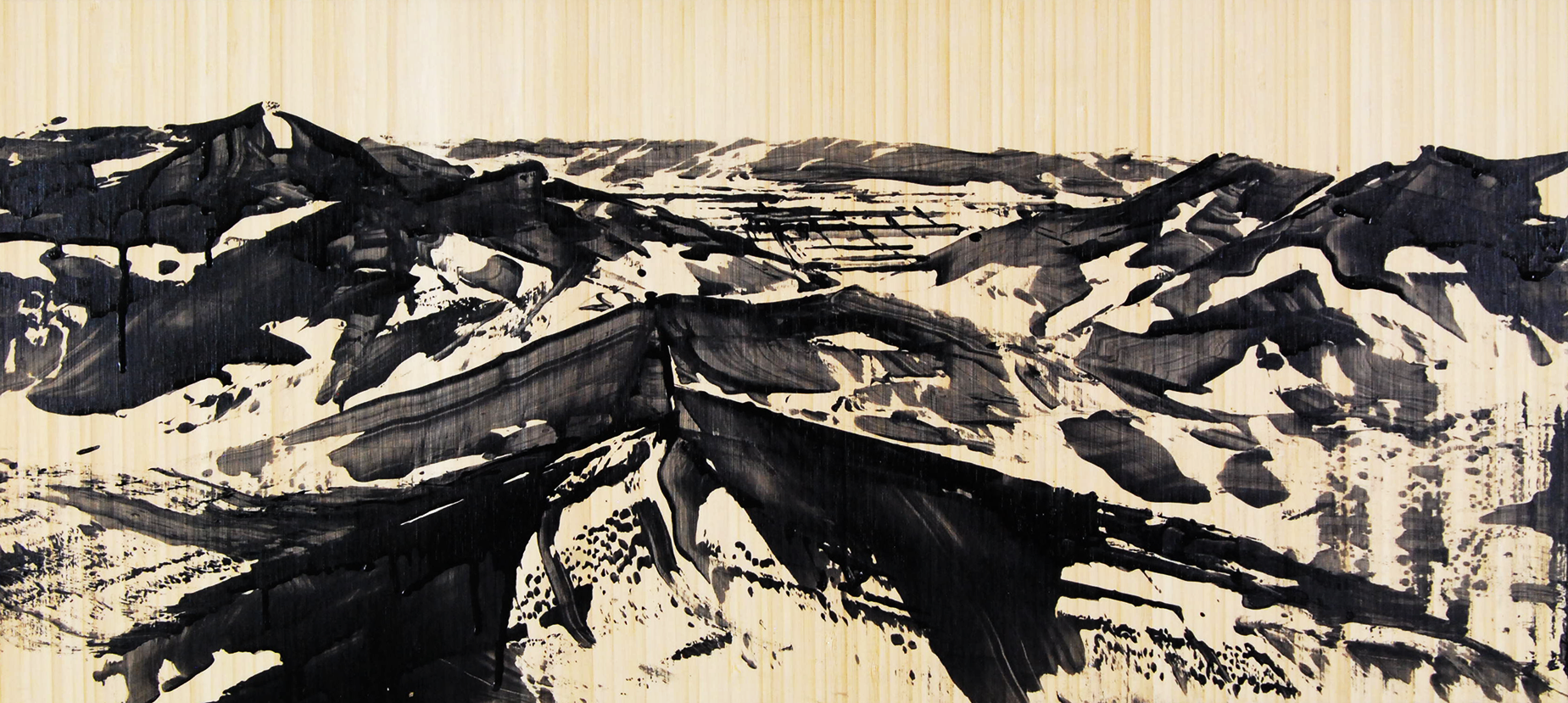 "View from 9,990", 22x36, Enamel on Bamboo, SOLD