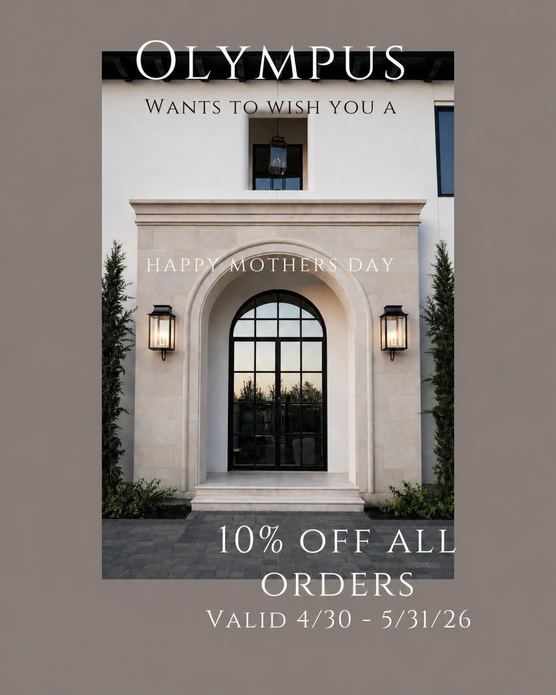 Wishing you all a Happy Mother&rsquo;s Day 🤍
To celebrate, enjoy 10% off your next project. Please show this post to your sales representative when placing your quote.
Valid 4/30 &ndash; 5/31/26.