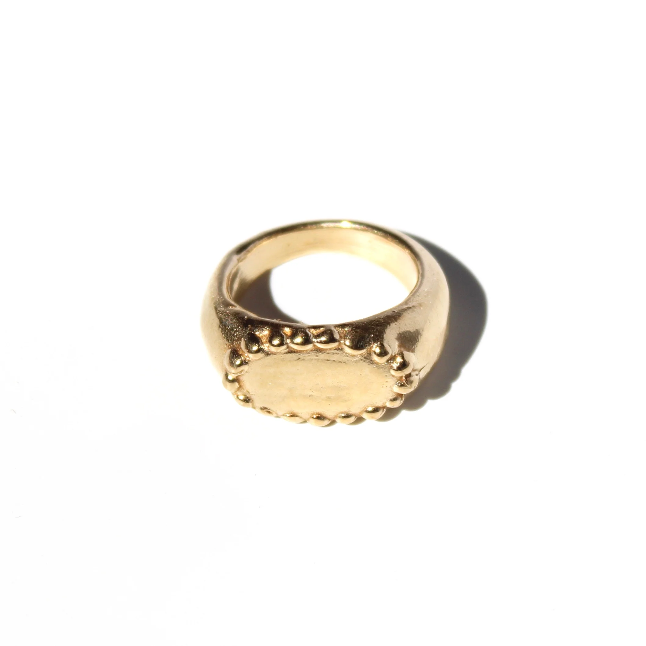 beaded signet ring in brass