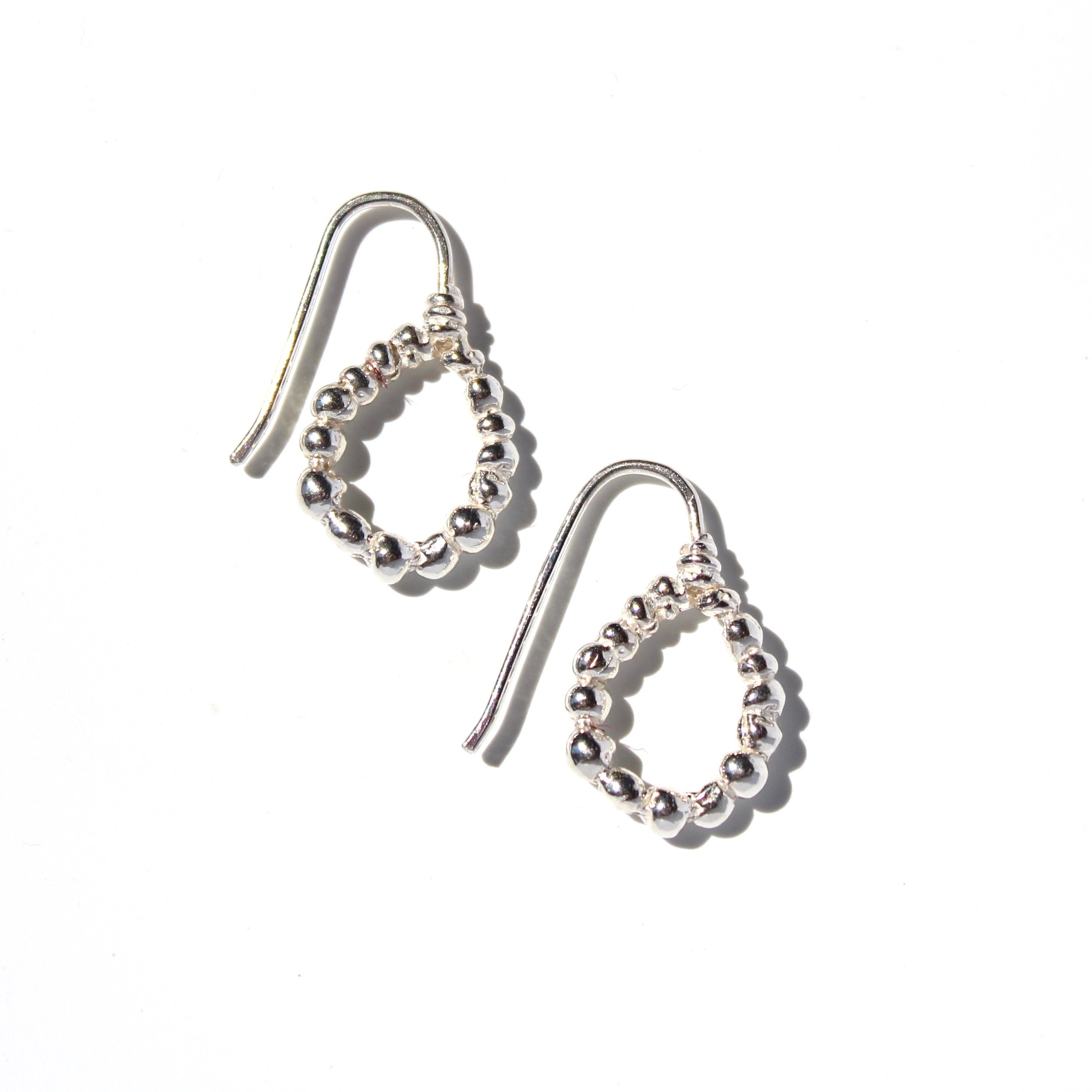 beaded drops in silver