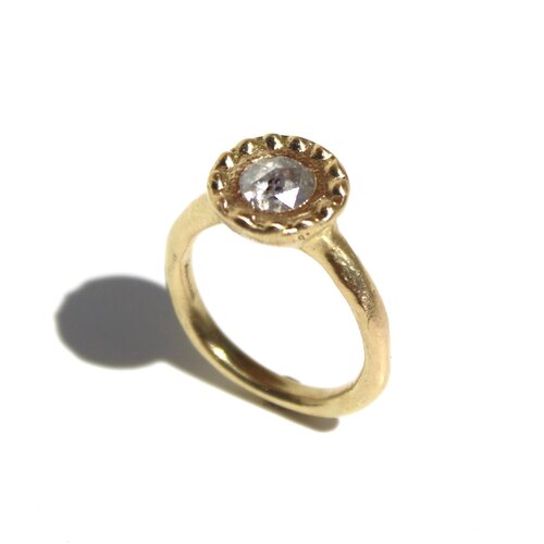14KT GOLD DIAMOND AND SOLID GOLD TWO ROW RING – Jewels by Joanne