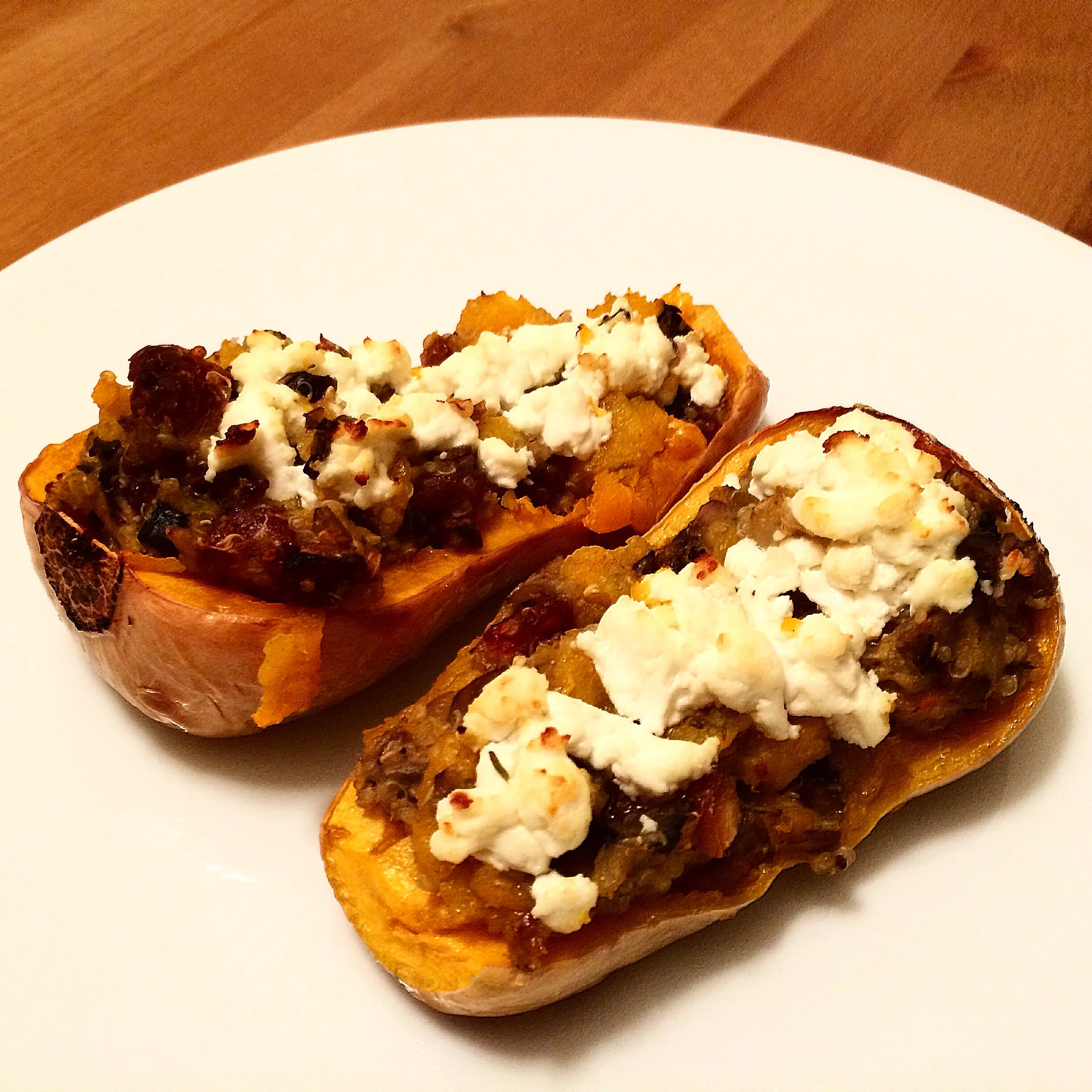 Mushroom and Quinoa Stuffed Butternut Squash