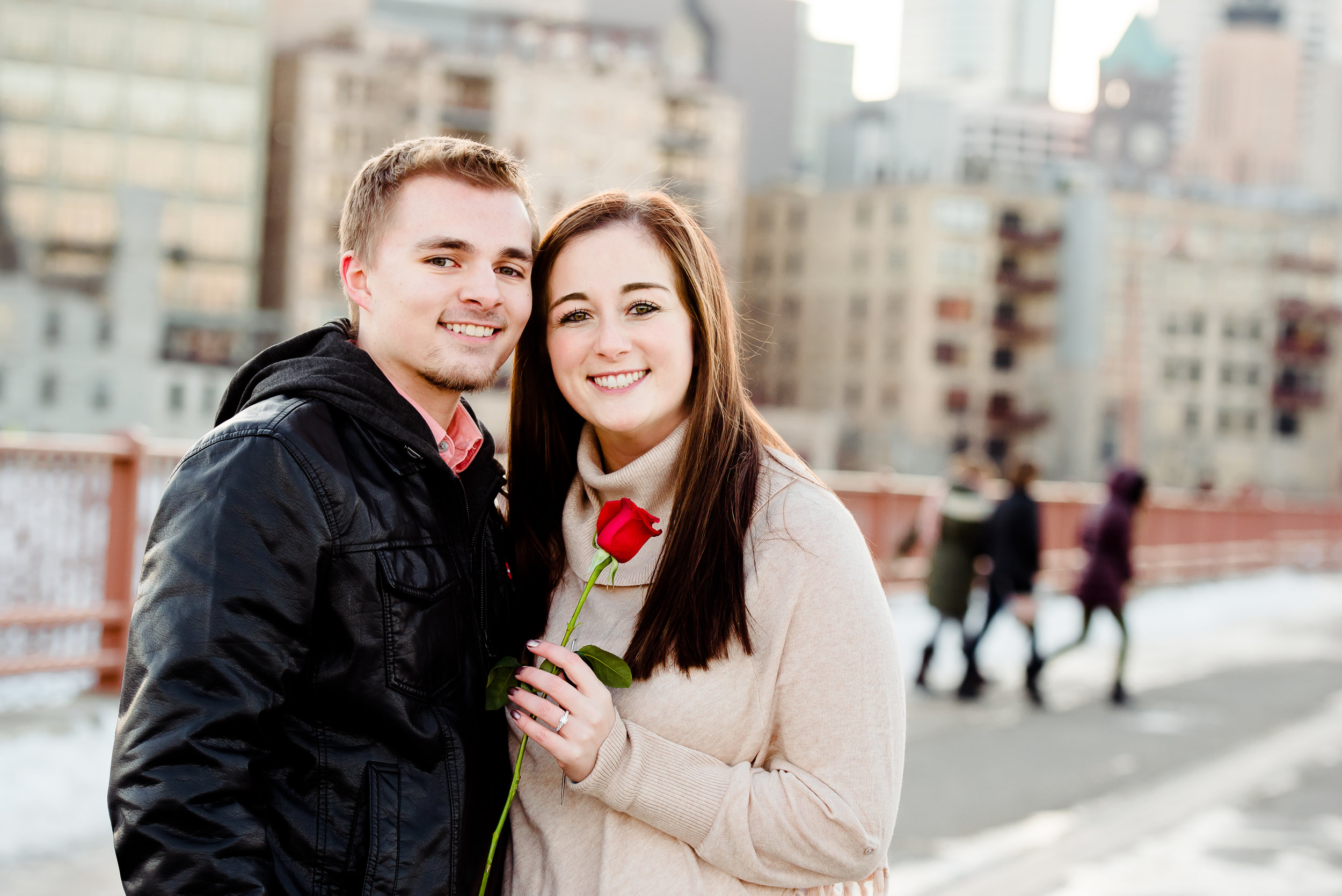 Happy Couple She Said Yes - Stone Arch Bridge Engagement - Minneapolis Surprise Proposal Photographer Twin Cities Best
