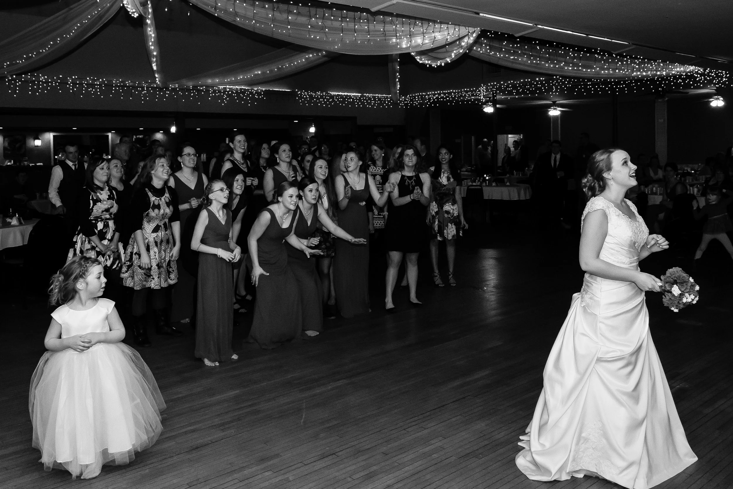 Bride Bouquet Toss at Blue Note Ballroom - Winsted, MN Wedding Photography