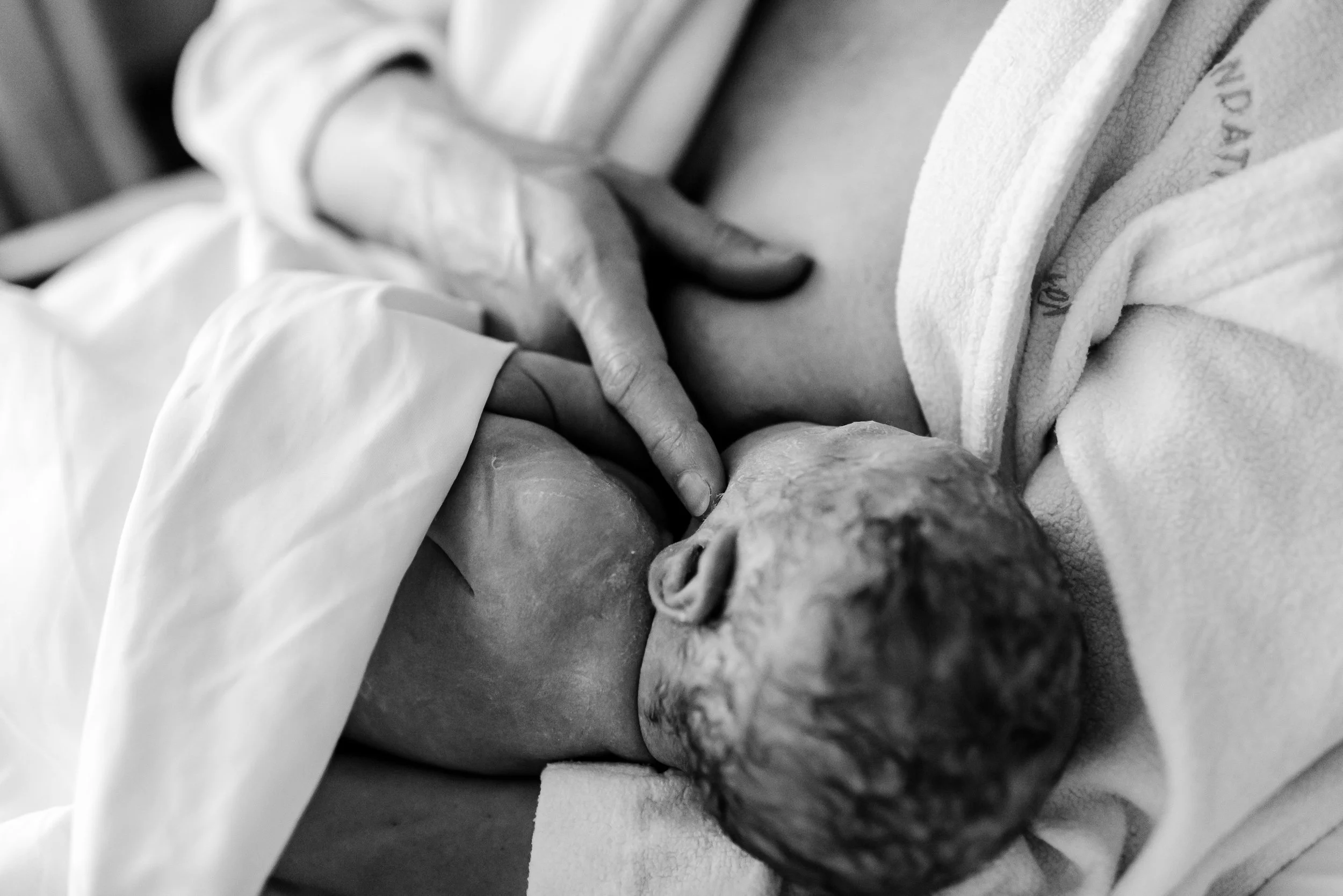 MN Newborn Birth Photographer - Breast Feeding Baby at Health Foundations Birth Center St Paul