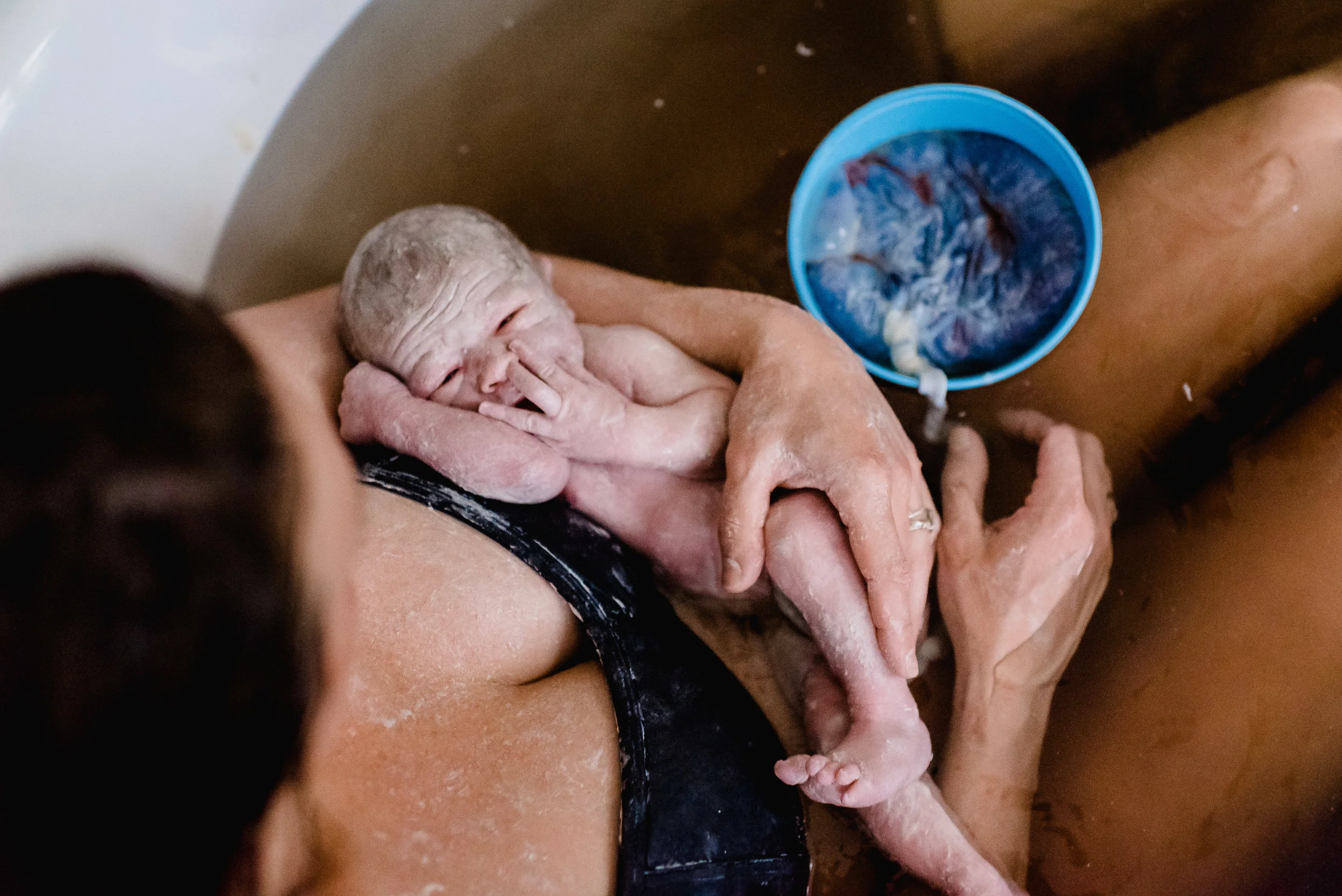 MN Birth Photographer - Baby with Placenta - Vernix Baby